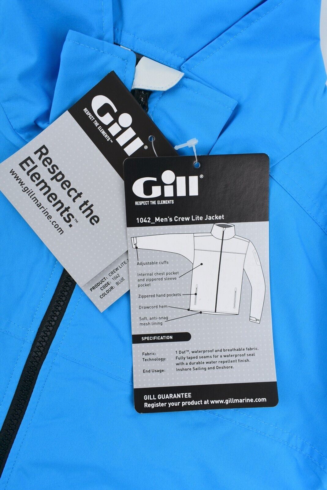 GILL Men's Crew Lite Sailing Jacket, Blue, size LARGE (style 1042)