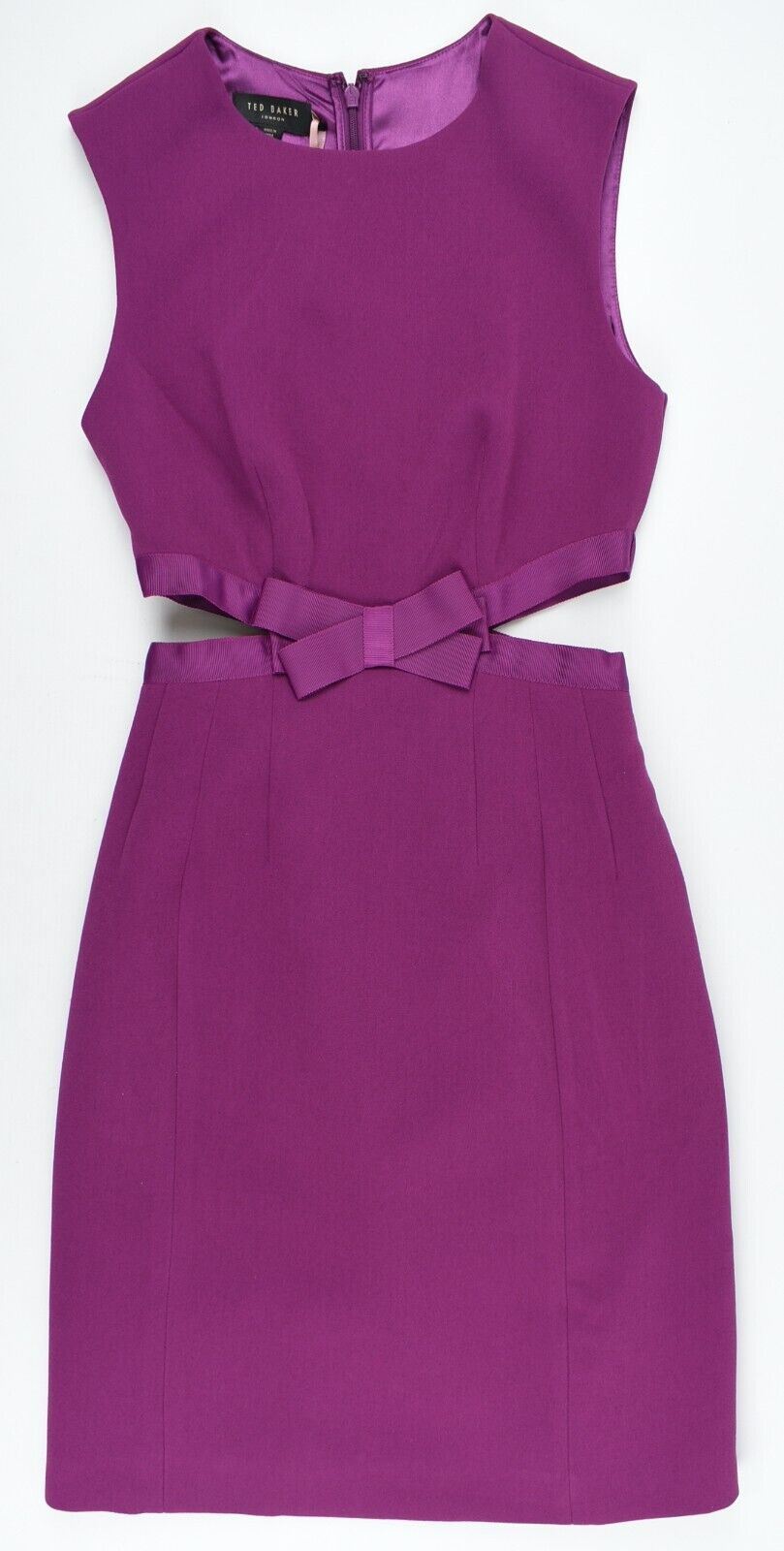 TED BAKER Women's JAYCEE Cut Out Bow Dress, Grape Purple, size UK 6 / Ted size 0