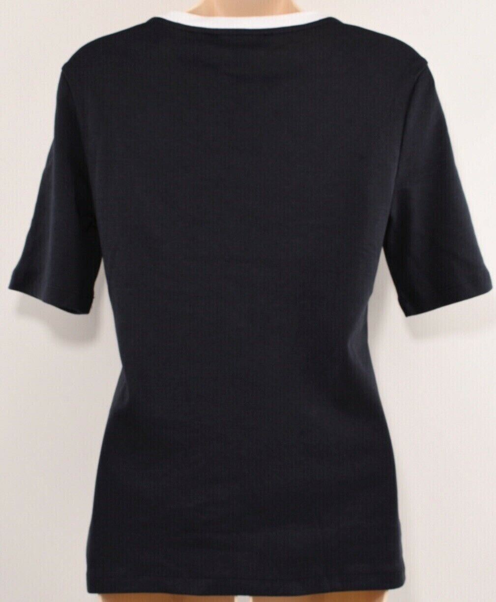 TOMMY HILFIGER Women's Embellished Neckline T-shirt Top, Navy Blue, size XS