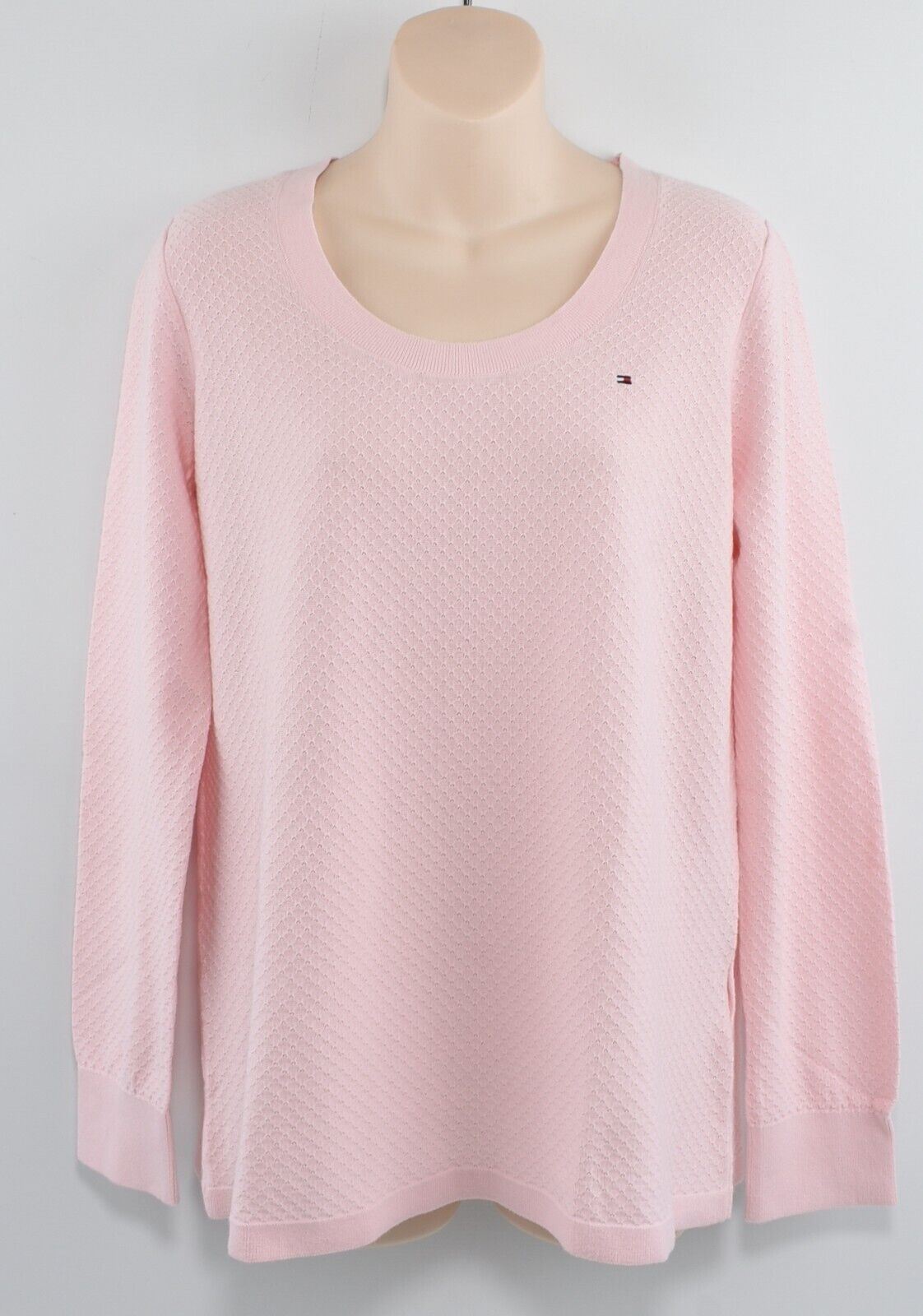 TOMMY HILFIGER Women's Lightweight Waffle Knit Jumper Top, Pink, size S