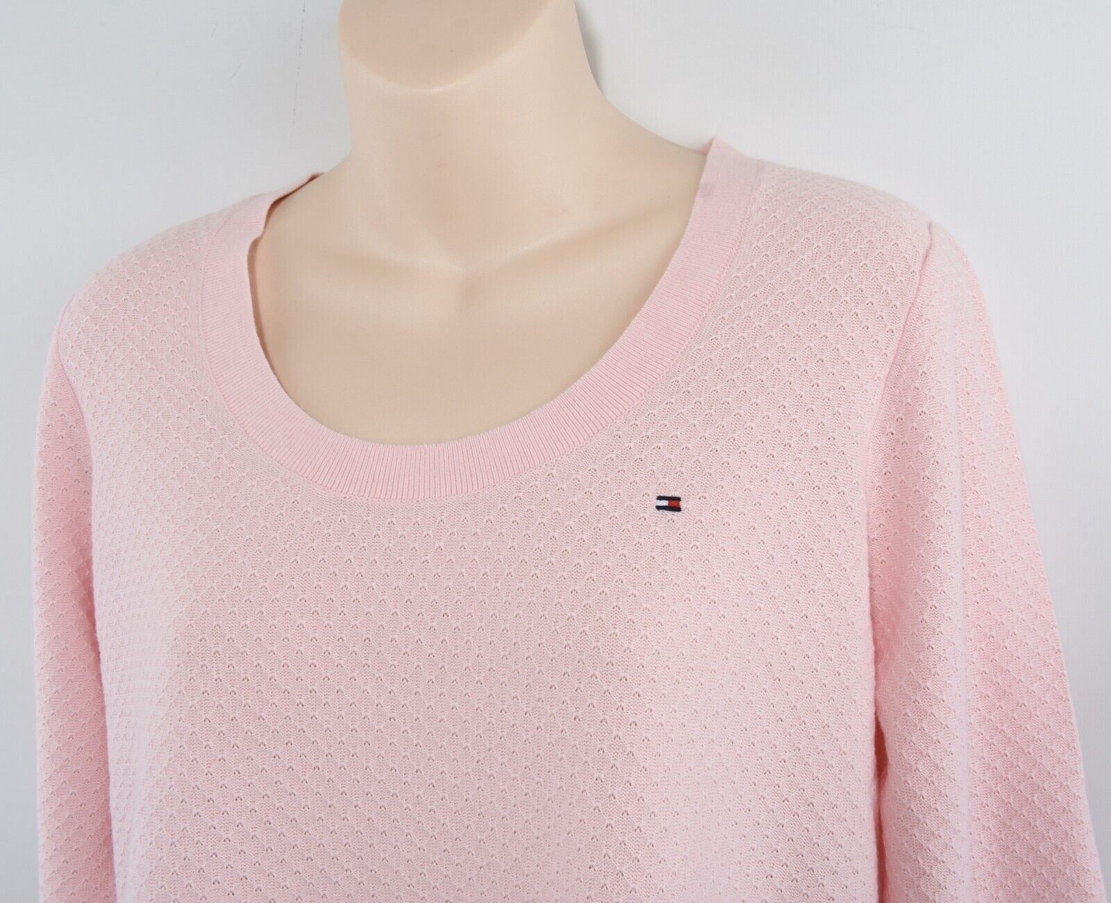 TOMMY HILFIGER Women's Lightweight Waffle Knit Jumper Top, Pink, size S