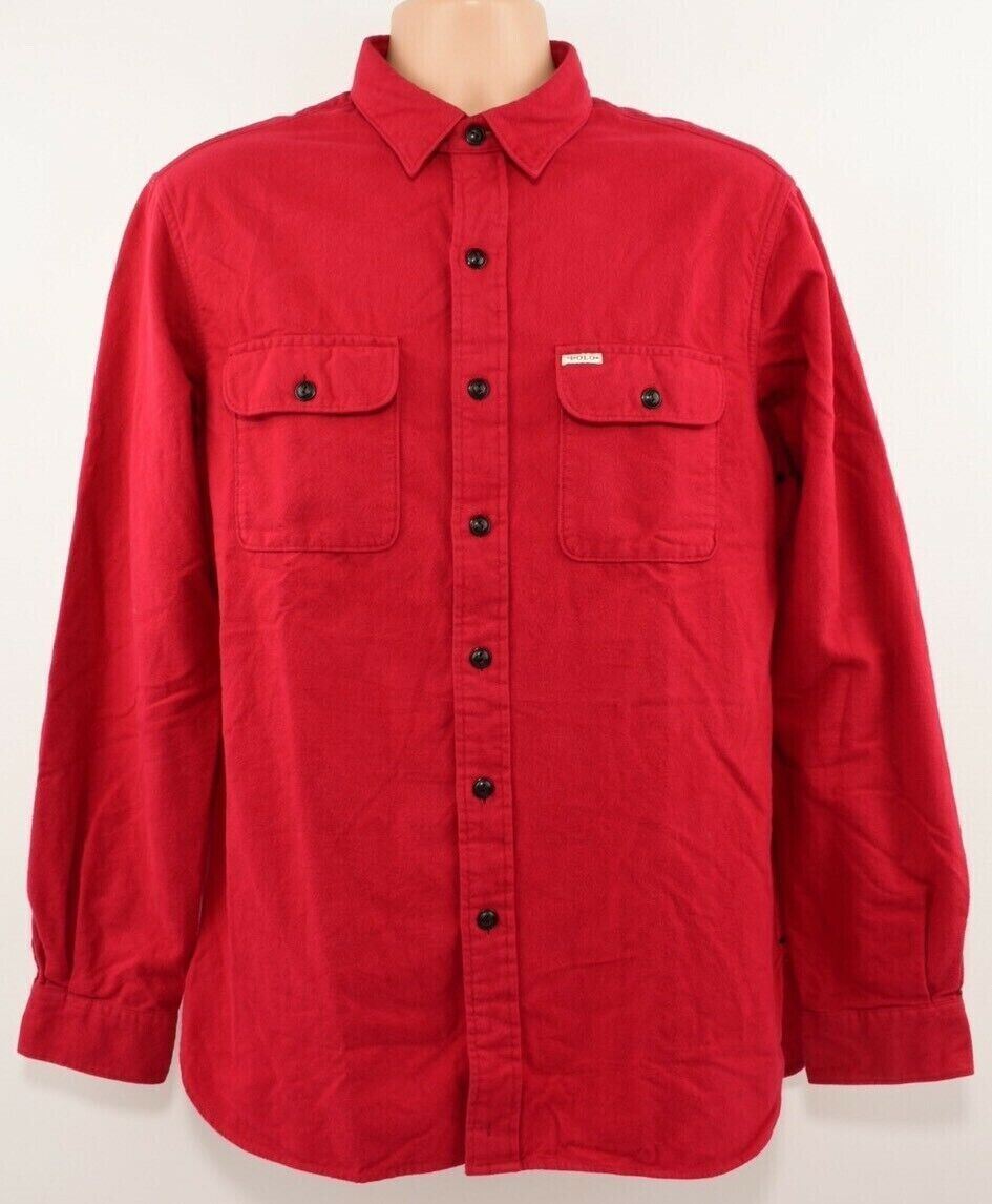 POLO RALPH LAUREN Men's Classic Fit FLANNEL Shirt, Rich Red, size MEDIUM