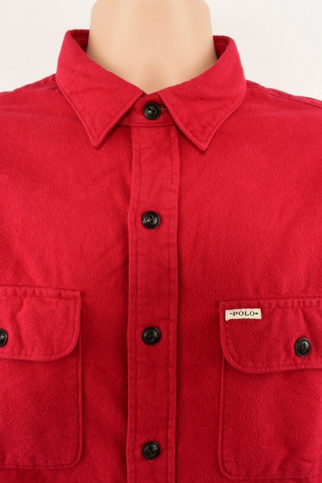 POLO RALPH LAUREN Men's Classic Fit FLANNEL Shirt, Rich Red, size MEDIUM