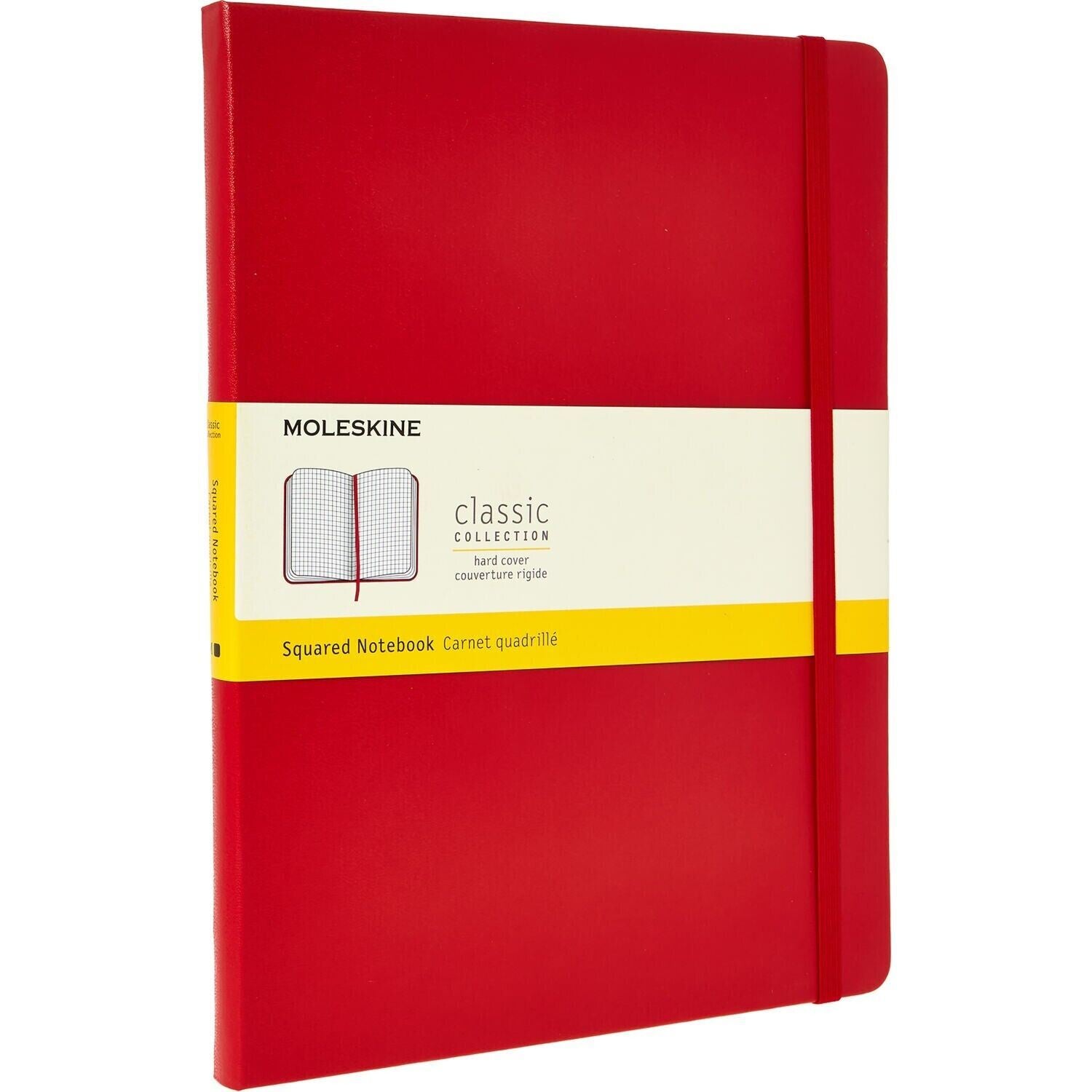MOLESKINE - Red Squared Hard Cover Notebook, 192 pages 19cm x 25cm