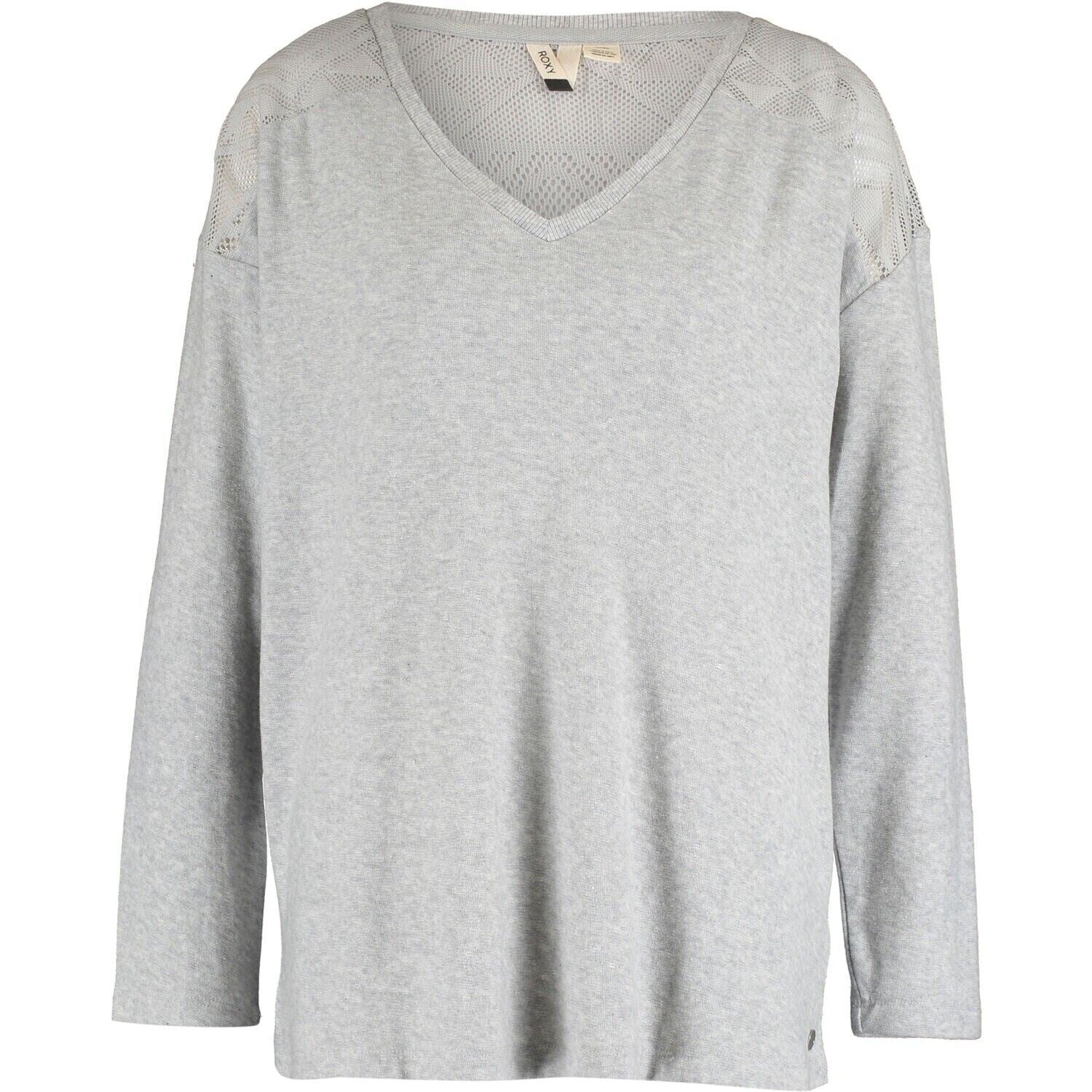 ROXY Women's 'You Gotta Be' V-neck Knitted Jumper Top, Heather Grey, size M