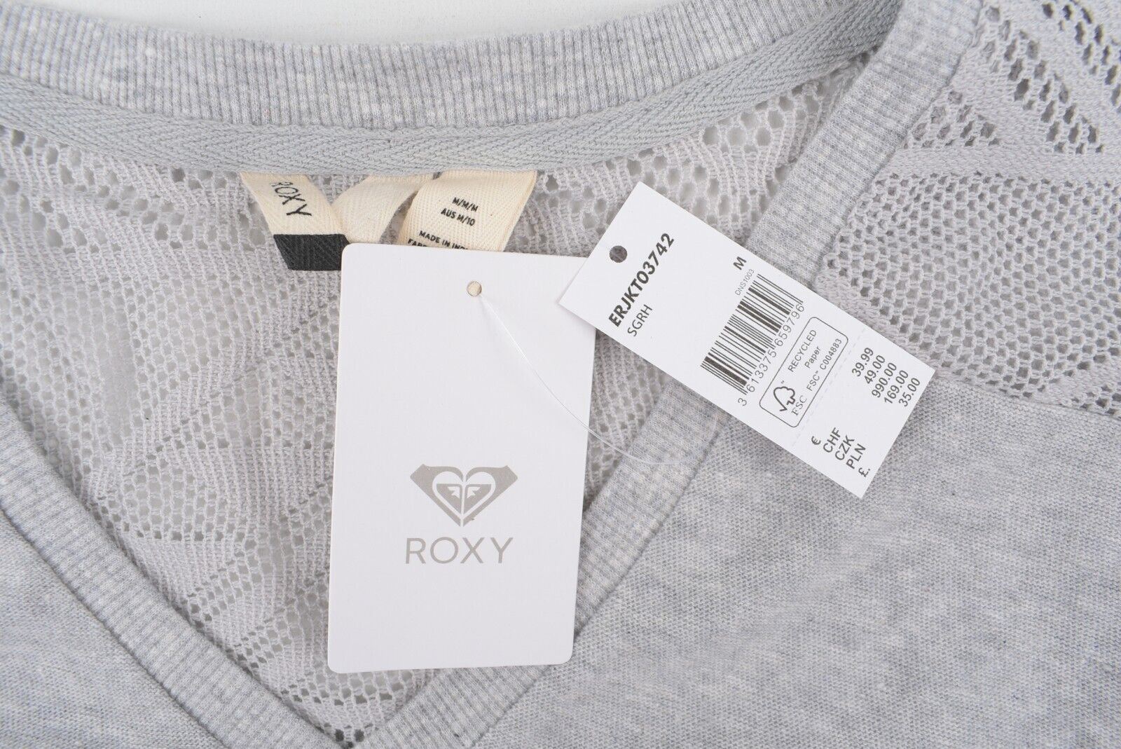 ROXY Women's 'You Gotta Be' V-neck Knitted Jumper Top, Heather Grey, size M