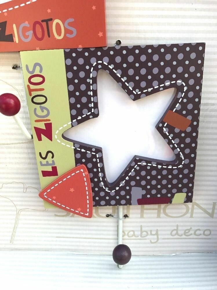 Sauthon Baby Deco 'Les Zigotos' Set of 3 Photo Hooks 12x12cm - Boxed