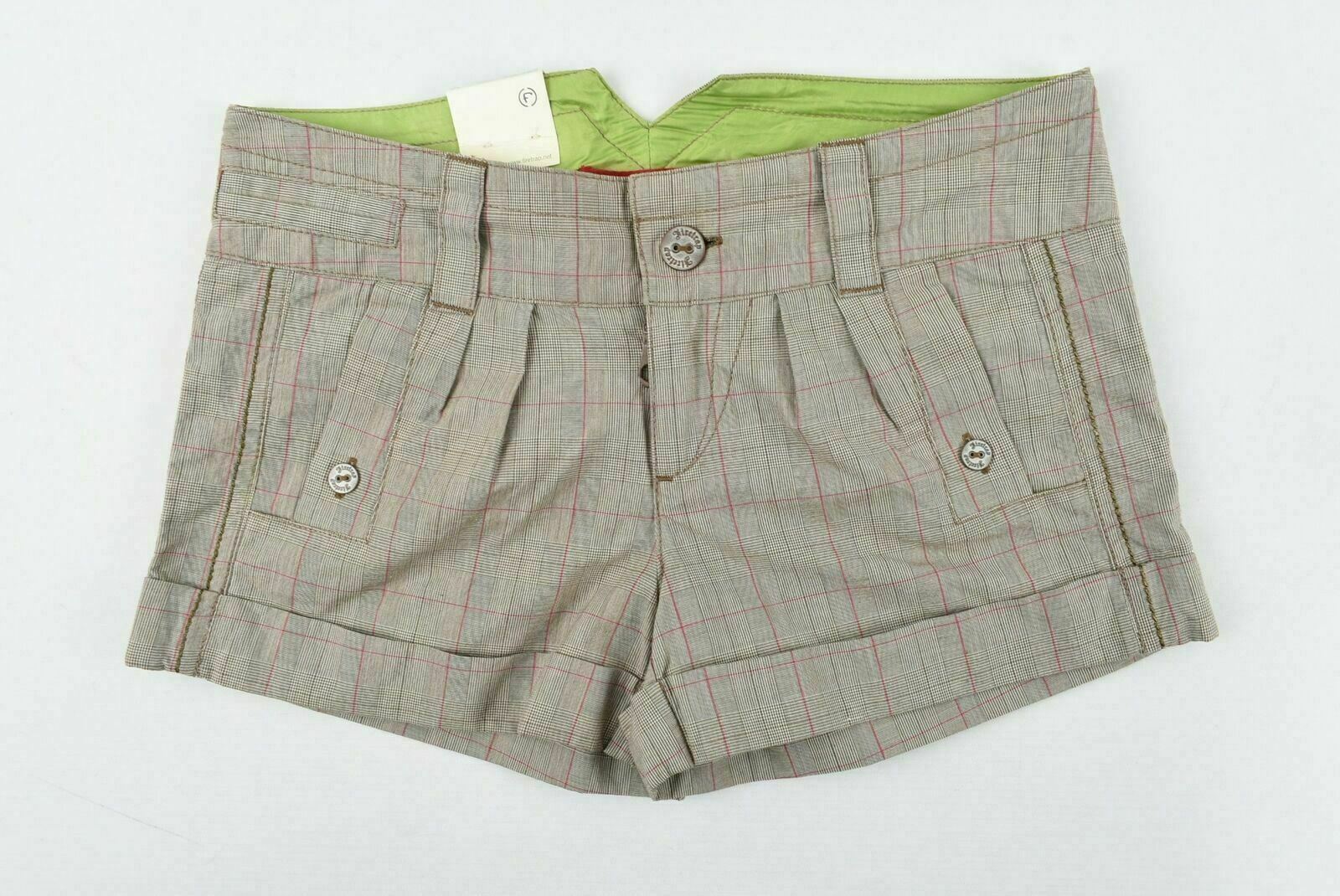 FIRETRAP Women's Brown Check Cropped Shorts W26