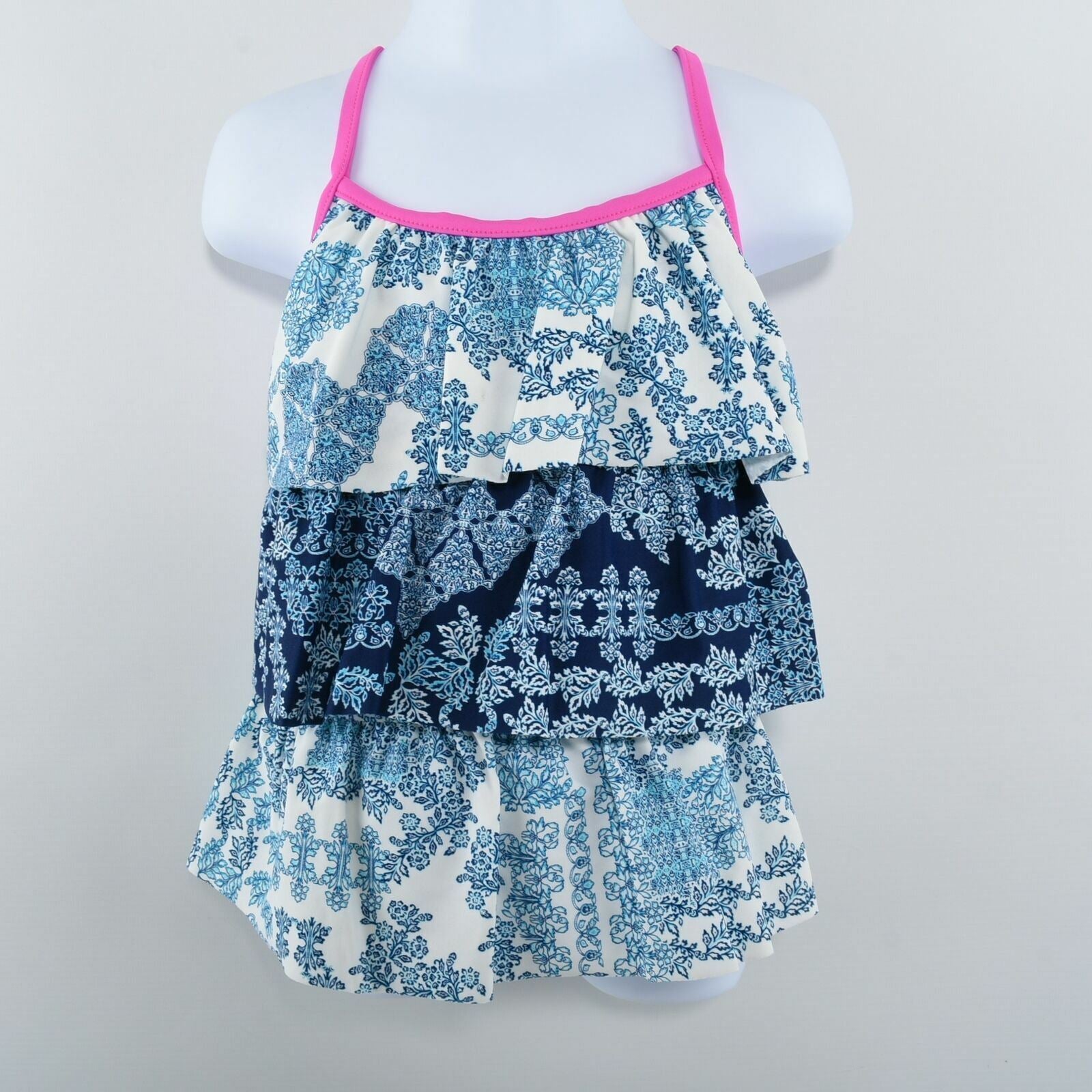 TOMMY BAHAMA Girls Blue Floral print Swim Top- Age 6 Years