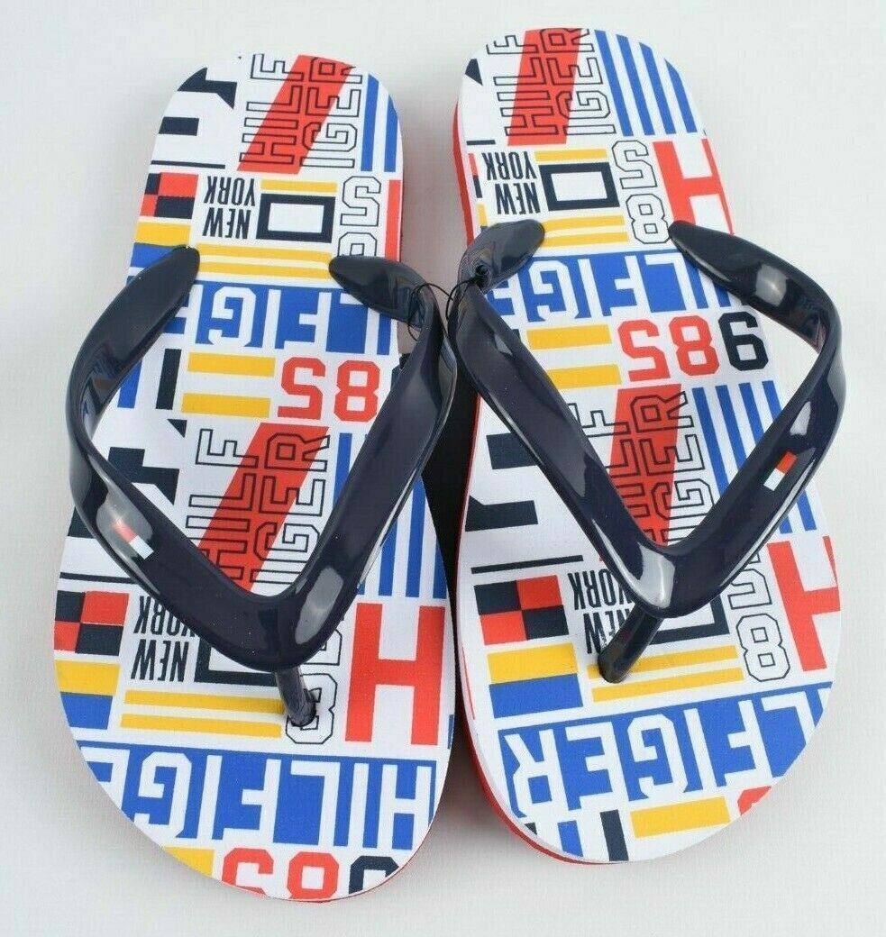 TOMMY HILFIGER Girls' Kids' ABRAHAM Flip Flops Sandals, Multi, UK junior 1