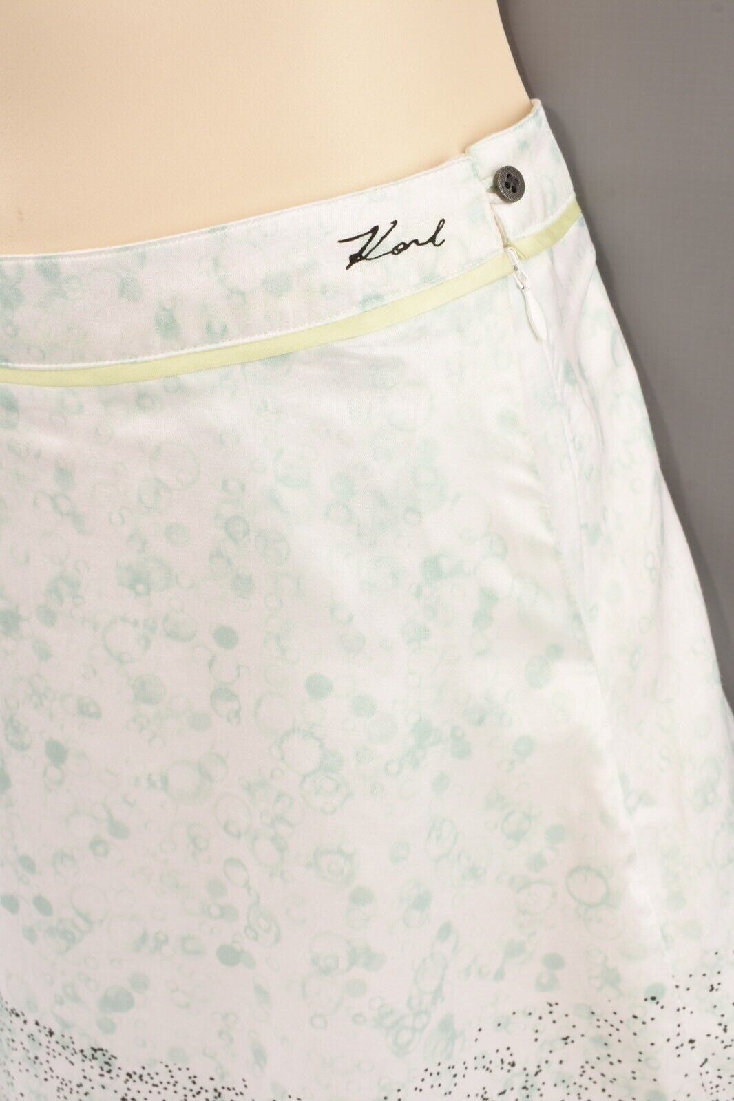 KARL LAGERFELD Girls' Kids' Silk Blend Patterned Skirt, Cream/Mint, 14 years