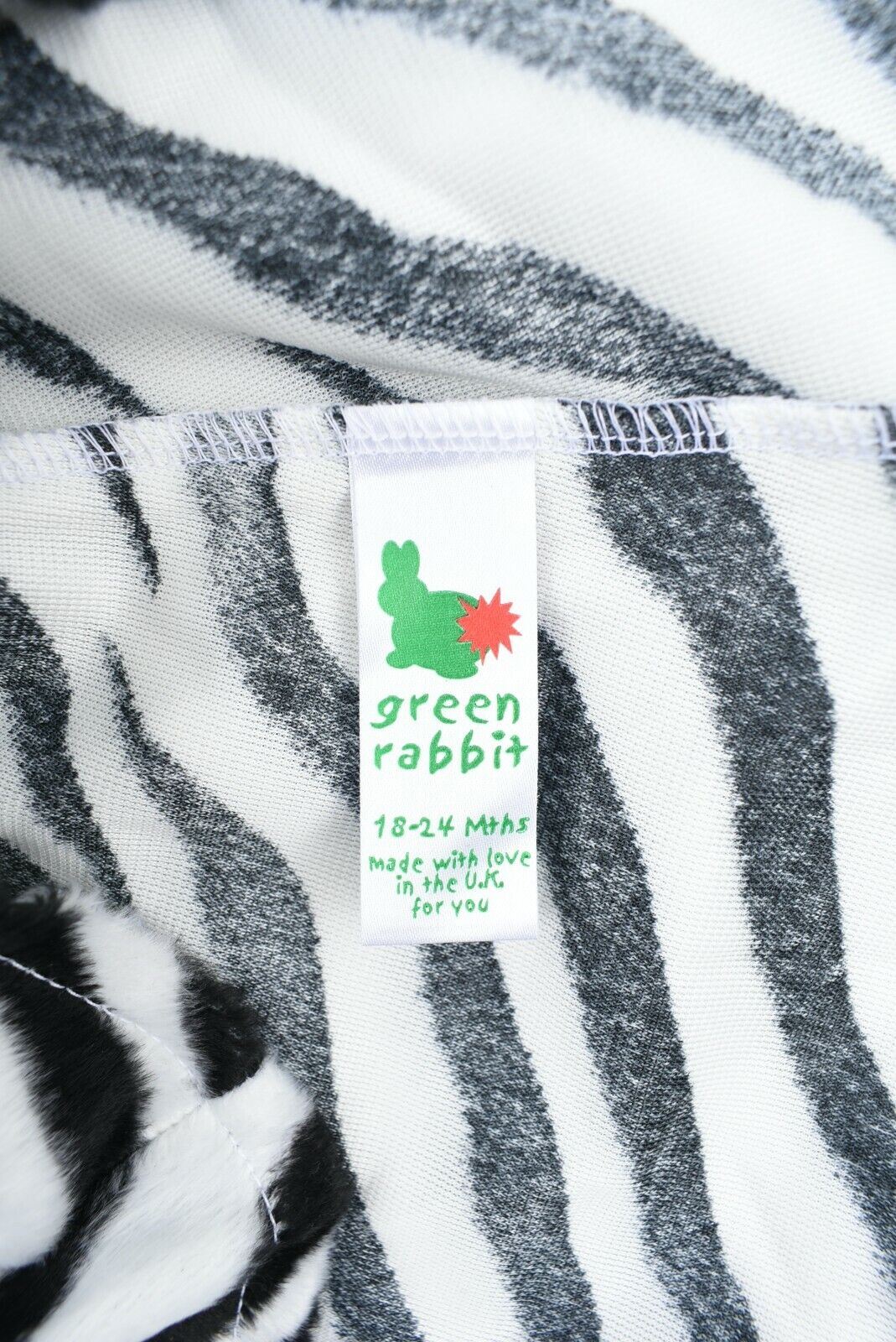 GREEN RABBIT Baby Girls' Zebra Print Shift Dress, MADE IN UK, size 18-24 Months