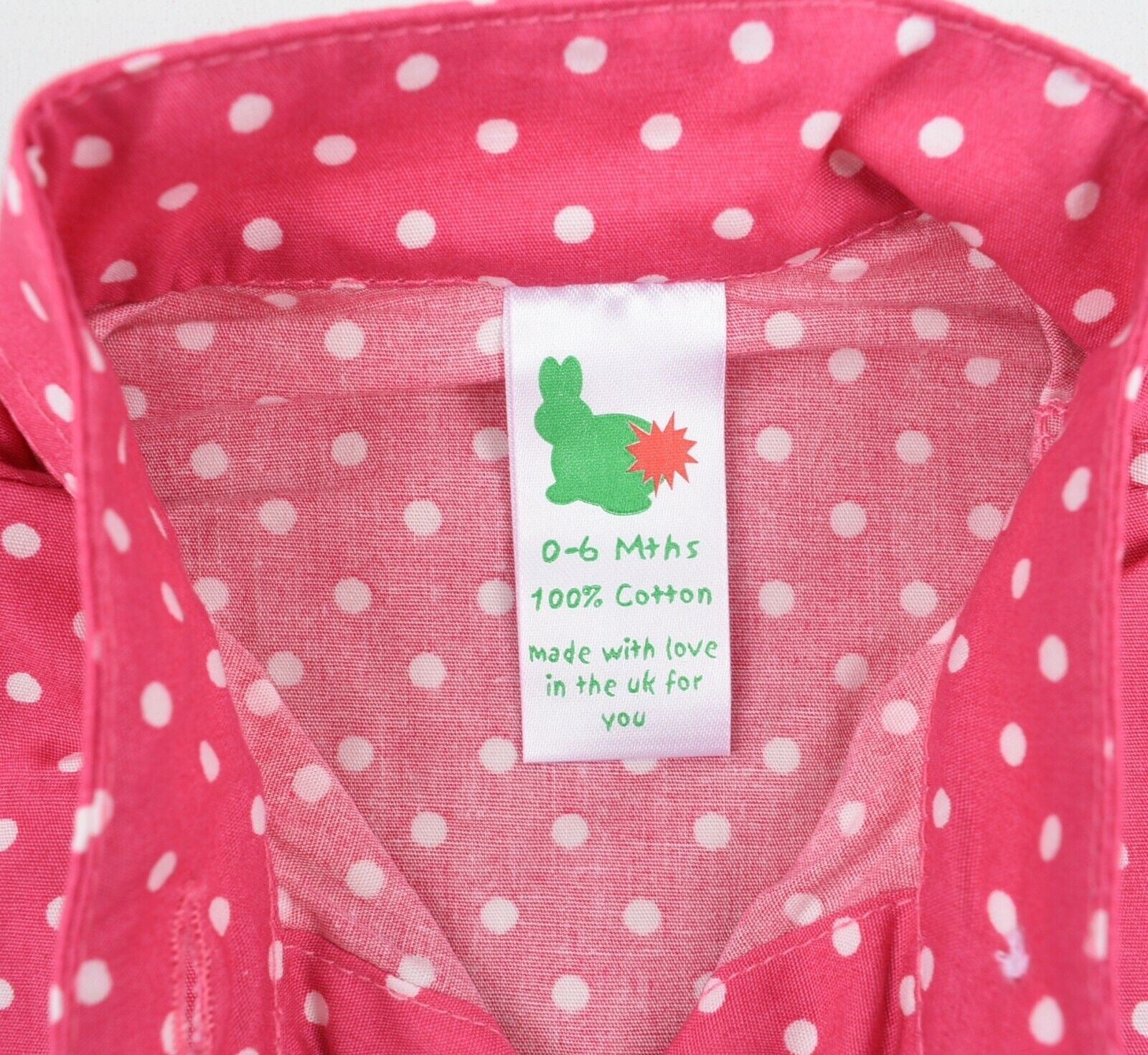 GREEN RABBIT Baby Girls' Polka Dot Shirt, Pink, MADE IN UK, size 0-6 Months