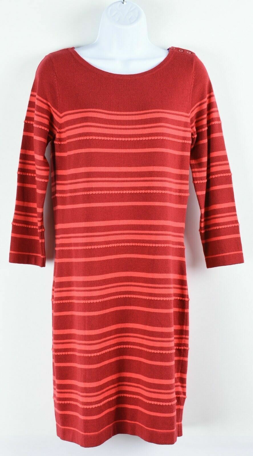PARAPHRASE Women's Red/Striped Knitted Dress (10% wool), size UK 10