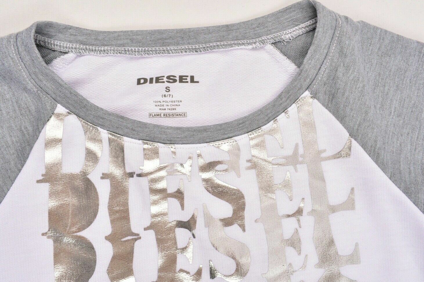 DIESEL Sleepwear Girl's Short Nightdress, White/Grey, size 6 years to 7 years