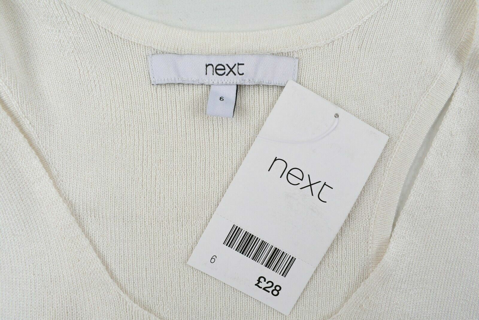 NEXT Women's 2-pc Top, Knitted Tank & Off The Shoulder Jumper, Beige/Silver UK 6