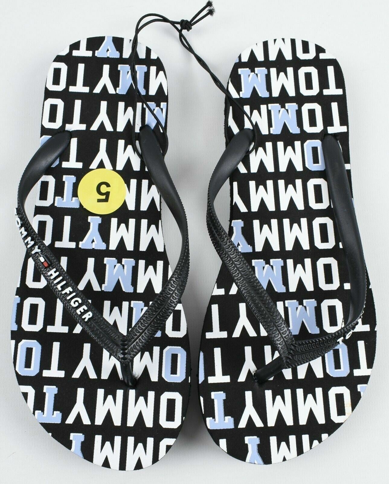 TOMMY HILFIGER Women's DANE-R Flip Flops Sandals, Black/White, size UK 2.5
