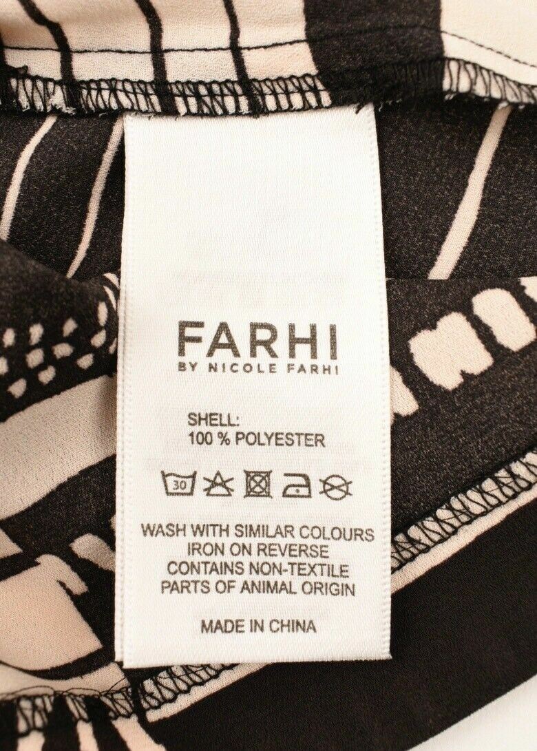 FARHI BY NICOLE FARHI Women's Sleeveless Patterned Top, Beige/Black, size XS