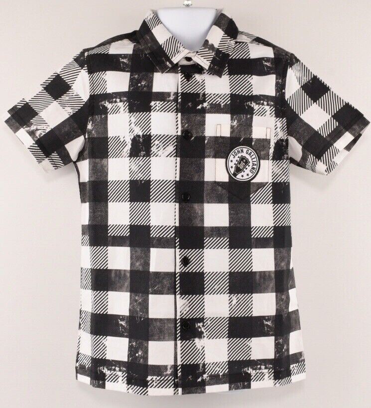 JOHN GALLIANO Boys' Kids' Short Sleeve Checked Shirt, size 6 years