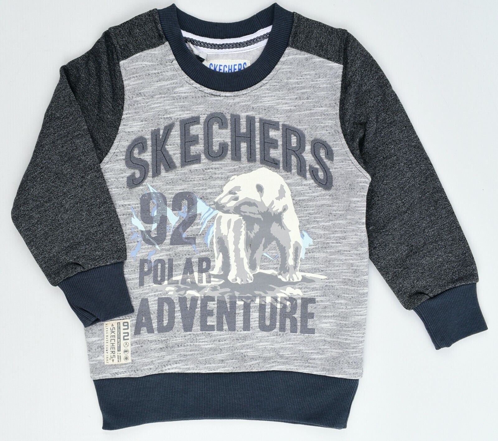 SKECHERS Boys' Kids' Hillcrest Grey & Black Marl Sweatshirt, size 4-5 years