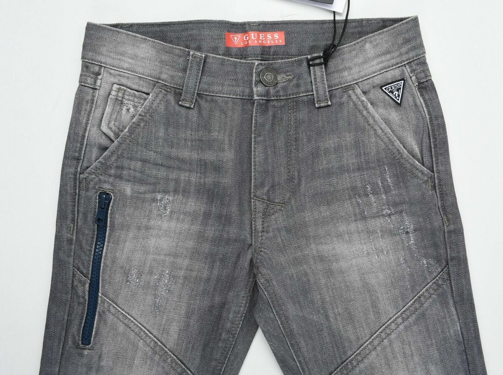 GUESS Girl's Curved Leg Distressed look Grey Denim Jeans- Age 8 Years