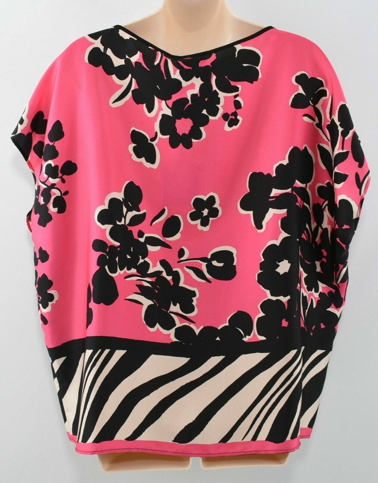 ALYSI Women's Lightweight Blouse Top, Pink / Black, size UK 10