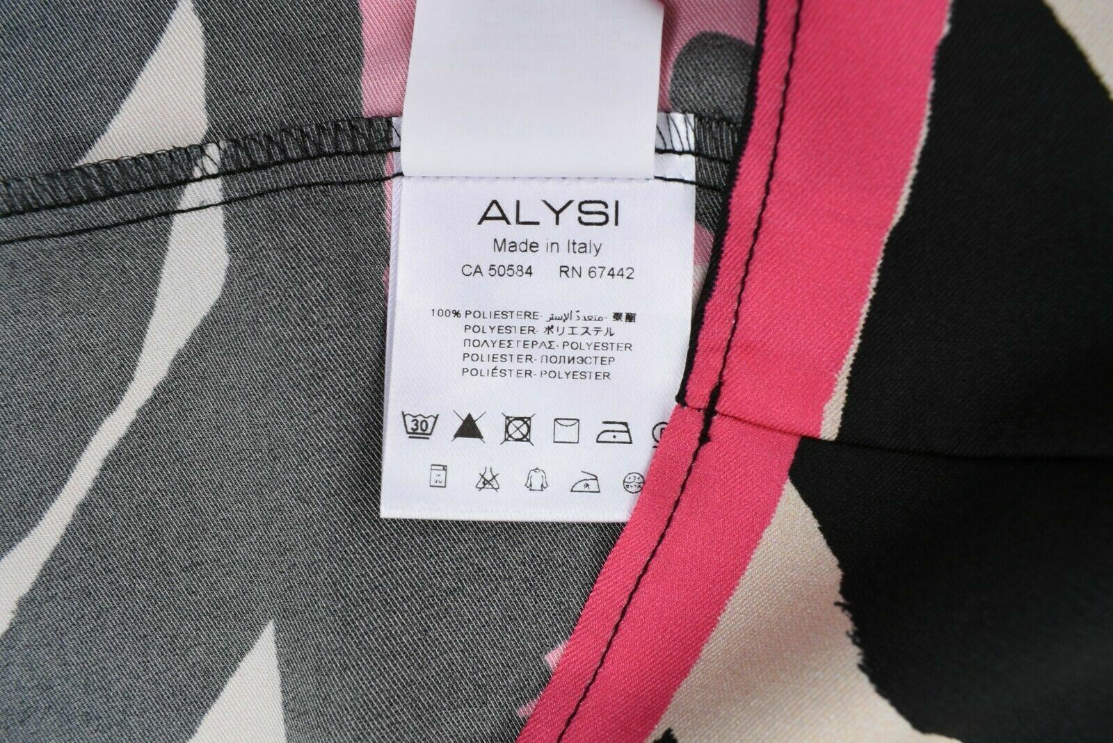 ALYSI Women's Lightweight Blouse Top, Pink / Black, size UK 10