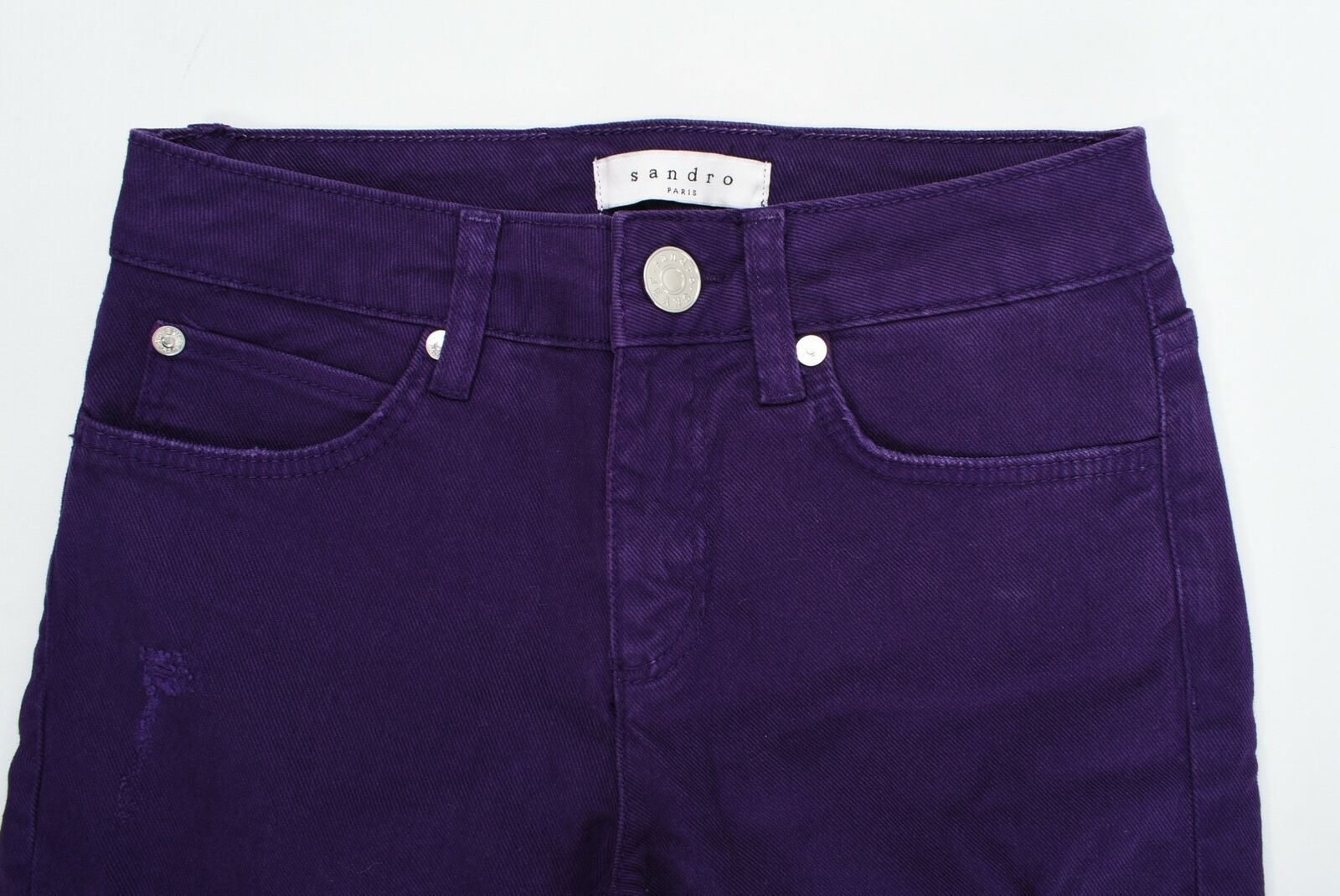 SANDRO PARIS Women's Skinny Fit Distressed Purple Denim Jeans- EU 34 (UK 6)