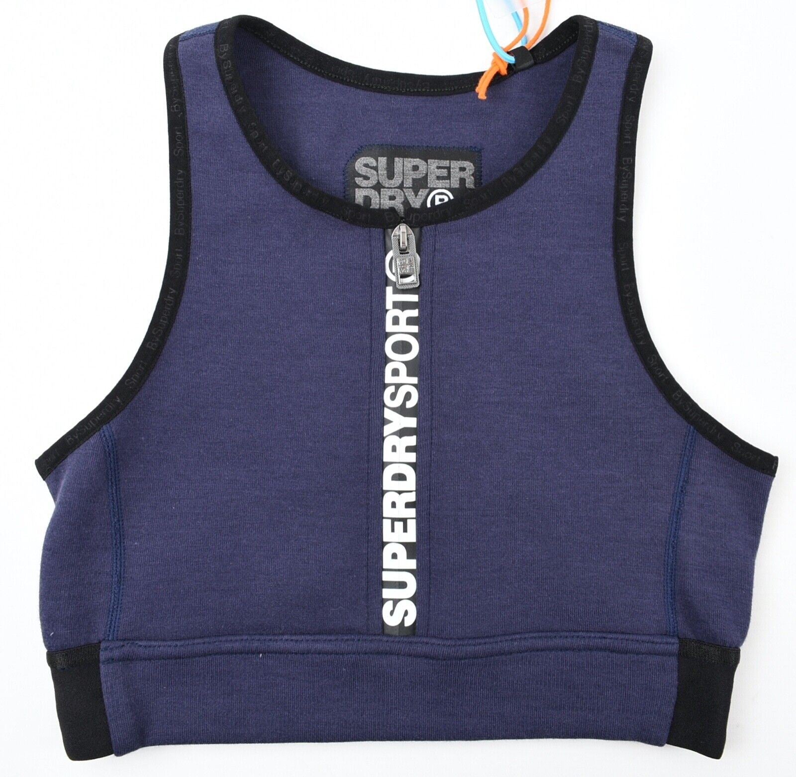 SUPERDRY Sport Women's Gym Scuba Crop Top, Rich Navy Blue, size XS