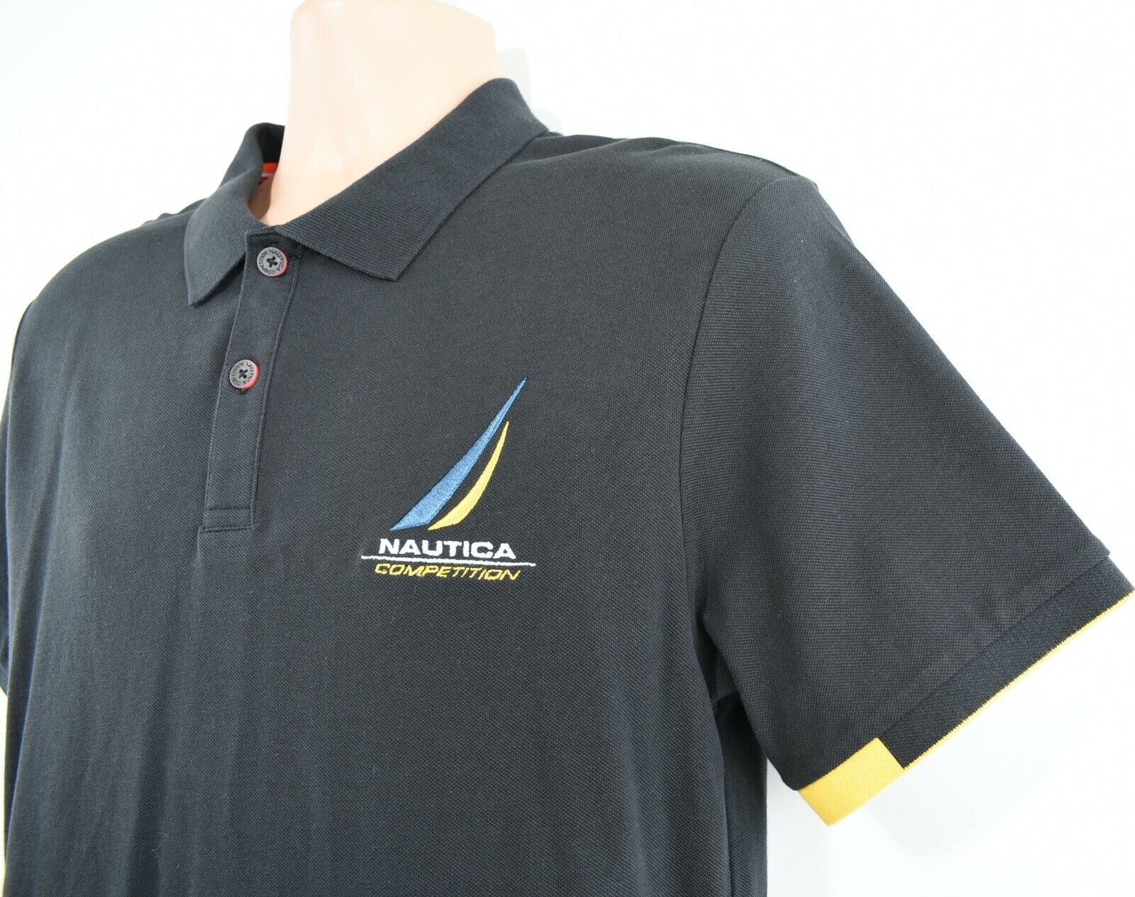 NAUTICA Men's COBLE Short Sleeve Polo Shirt, Black, size S