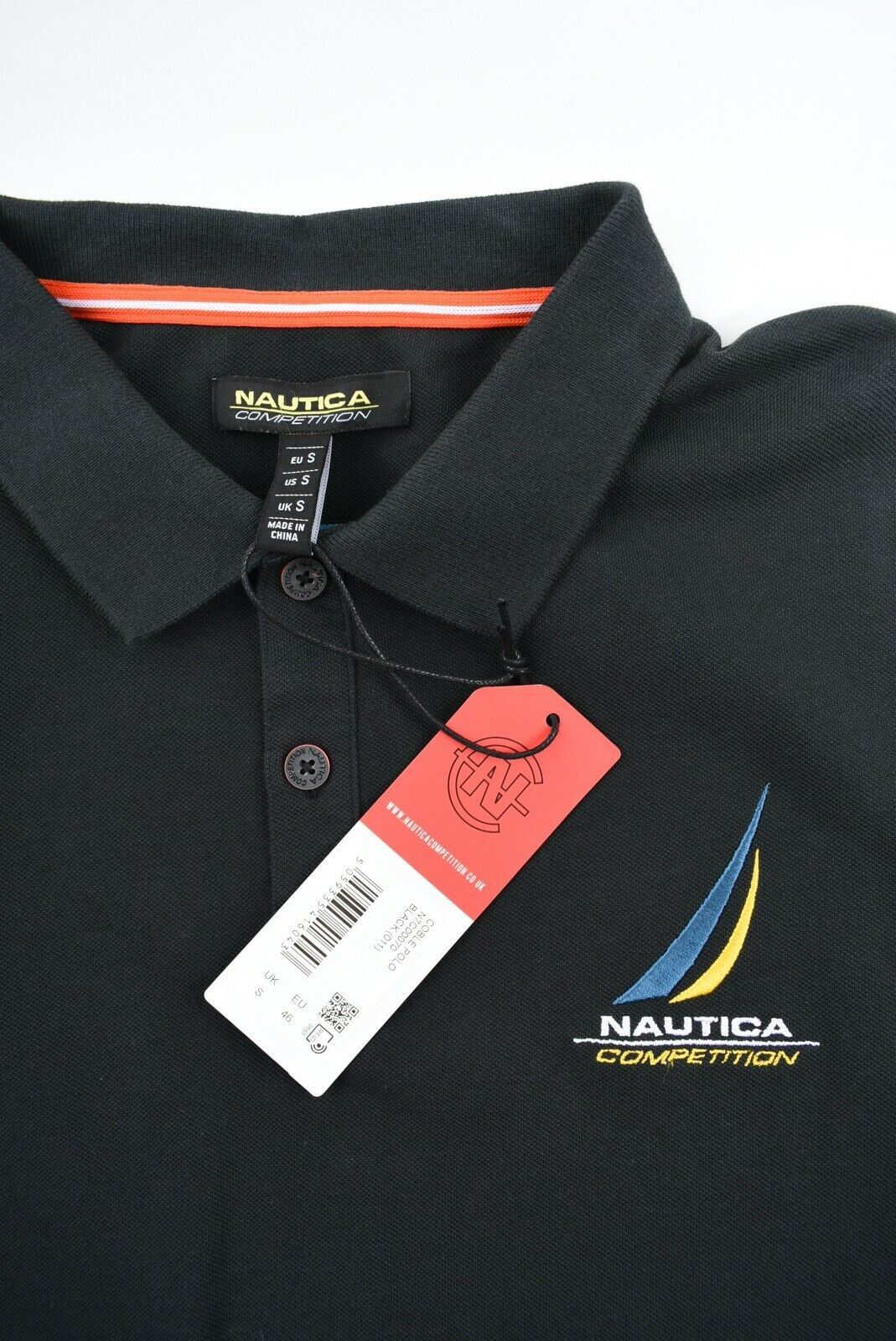 NAUTICA Men's COBLE Short Sleeve Polo Shirt, Black, size S