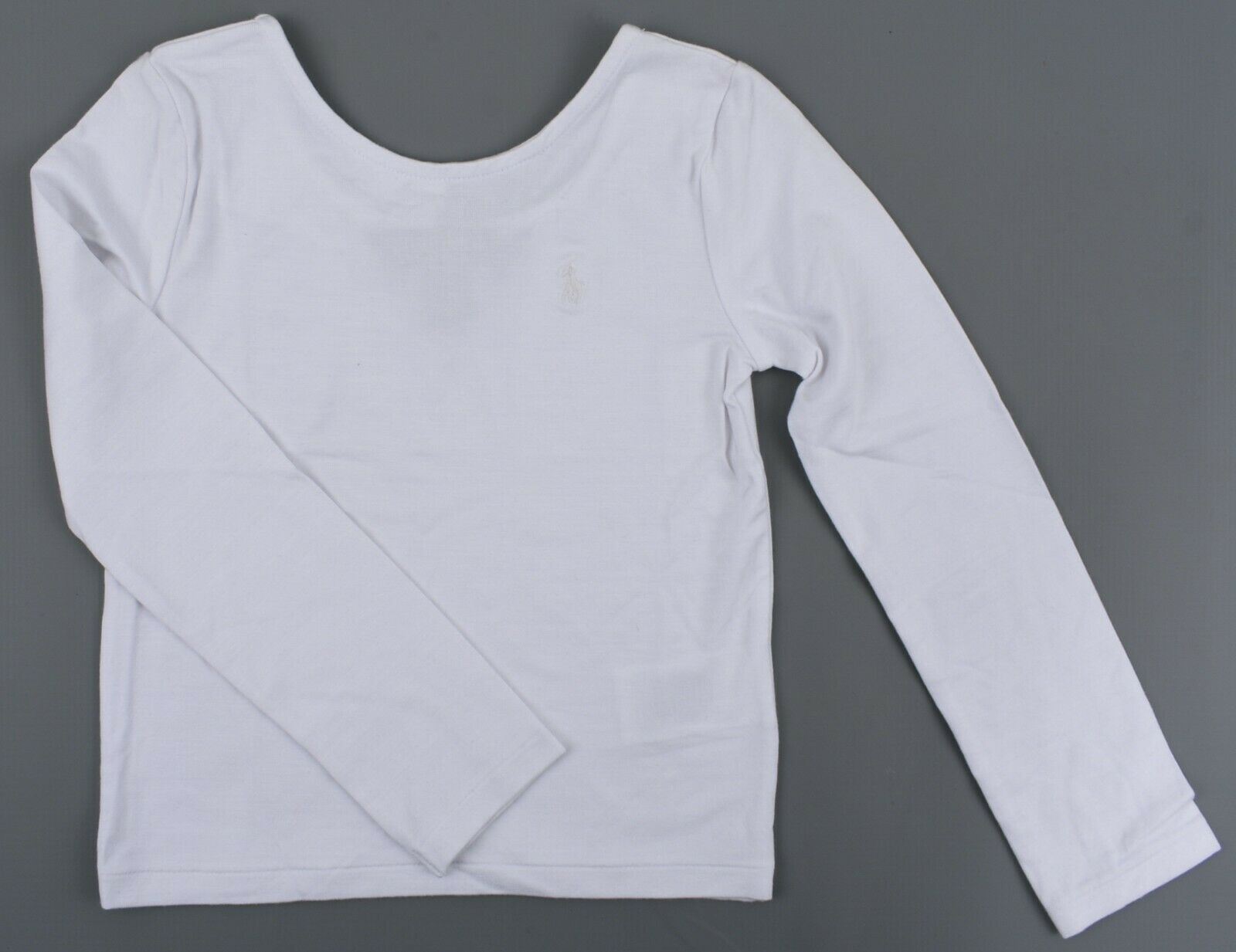 POLO RALPH LAUREN Girls' Long Sleeve Modal Top, White, size 5 years