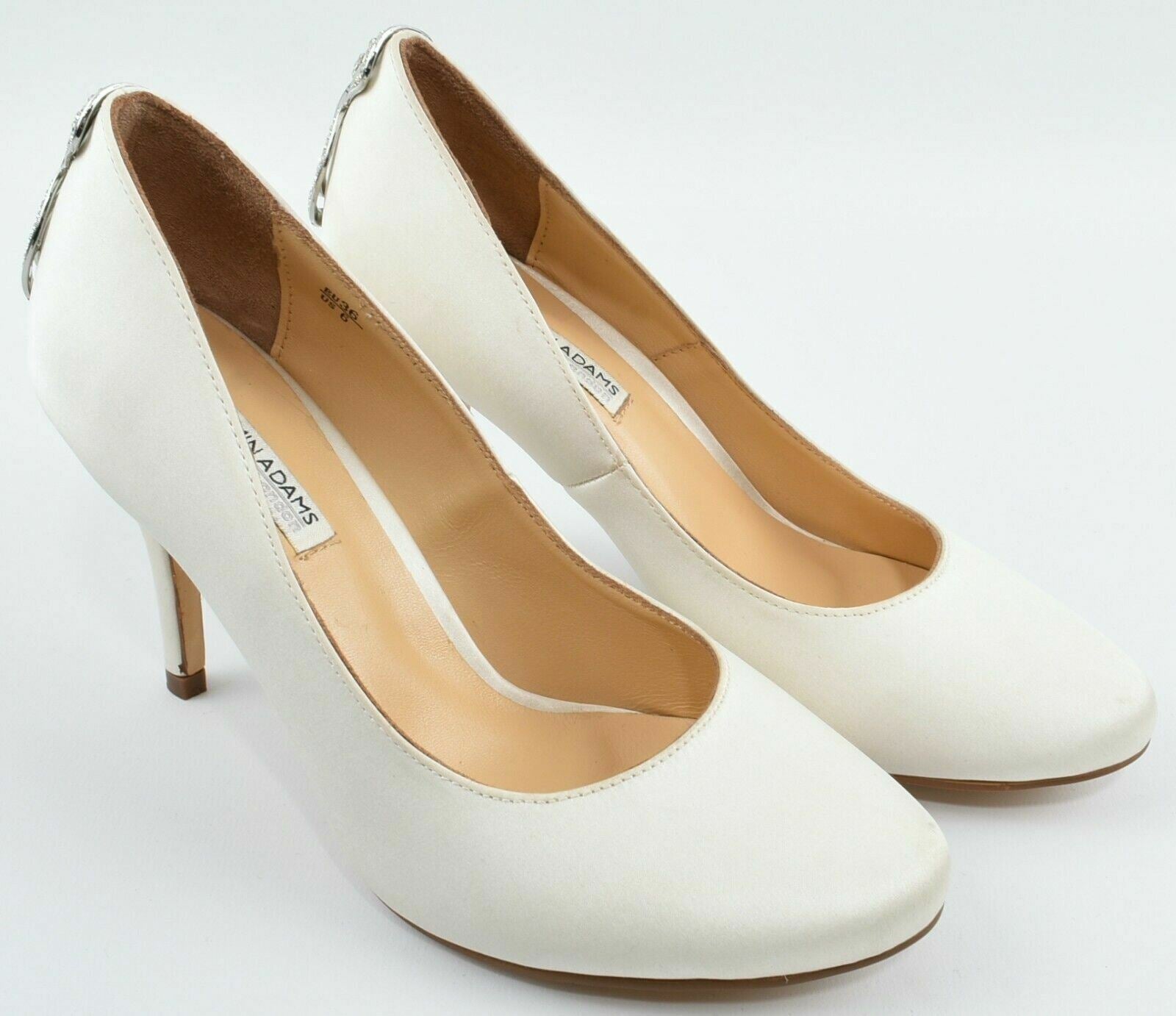 BENJAMIN ADAMS Women's Cream Sateen Embellished Heel Heels, UK 3 / EU 36