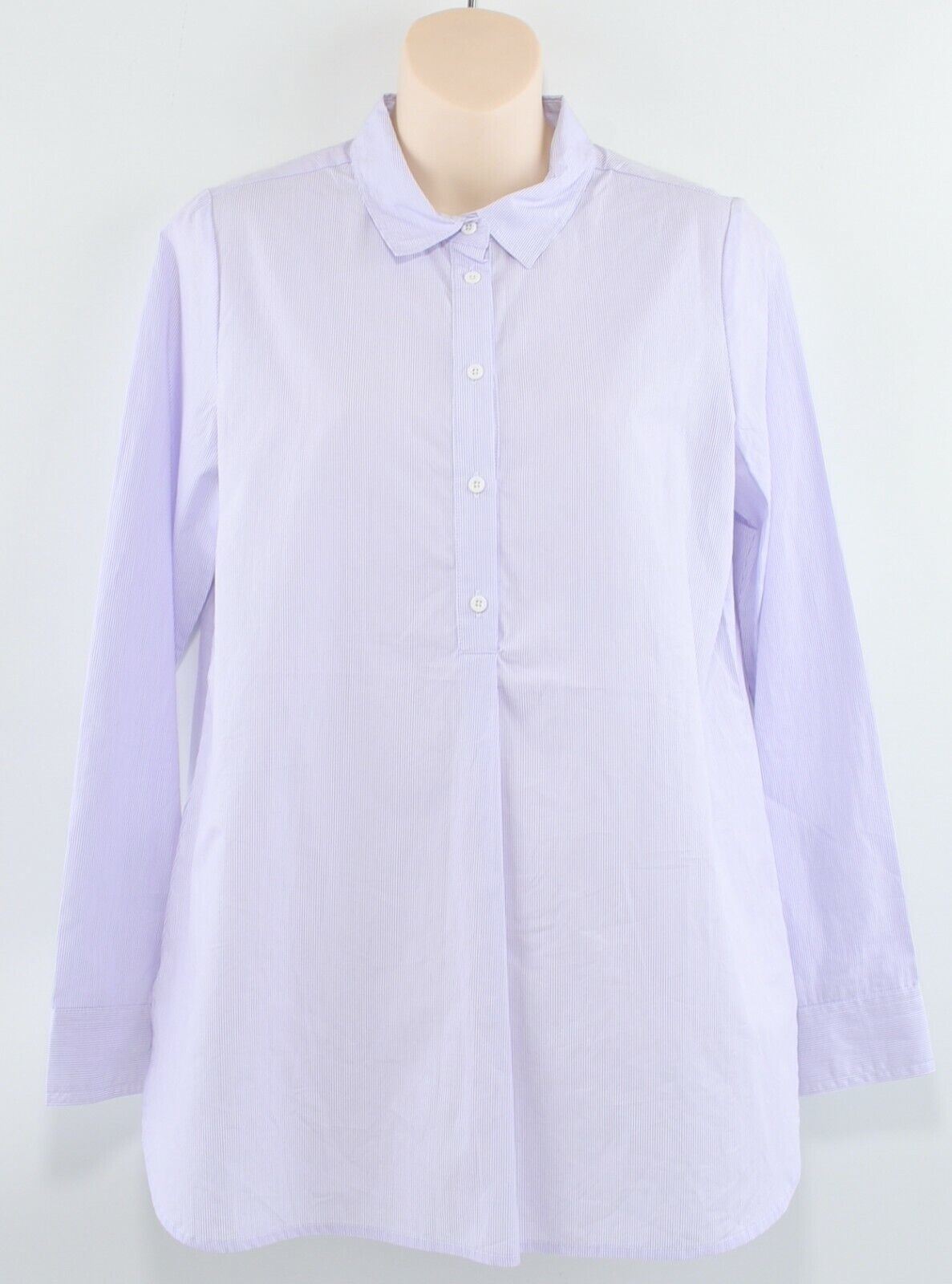 FARHI by NICOLE FARHI Women's Fine Stripe Half Shirt, White/Purple, size UK 10