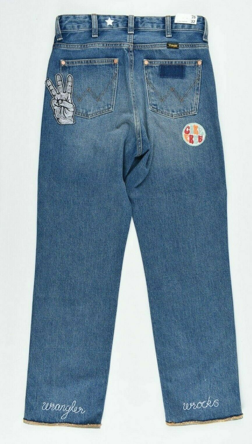 WRANGLER Women's BURNING GIRL Embellished Retro Straight Cropped Jeans, W26 L32