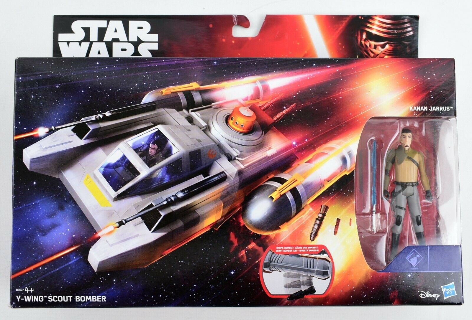 Star Wars Rebels Y-WING SCOUT BOMBER & KANAN JARRUS Figure (by Hasbro)