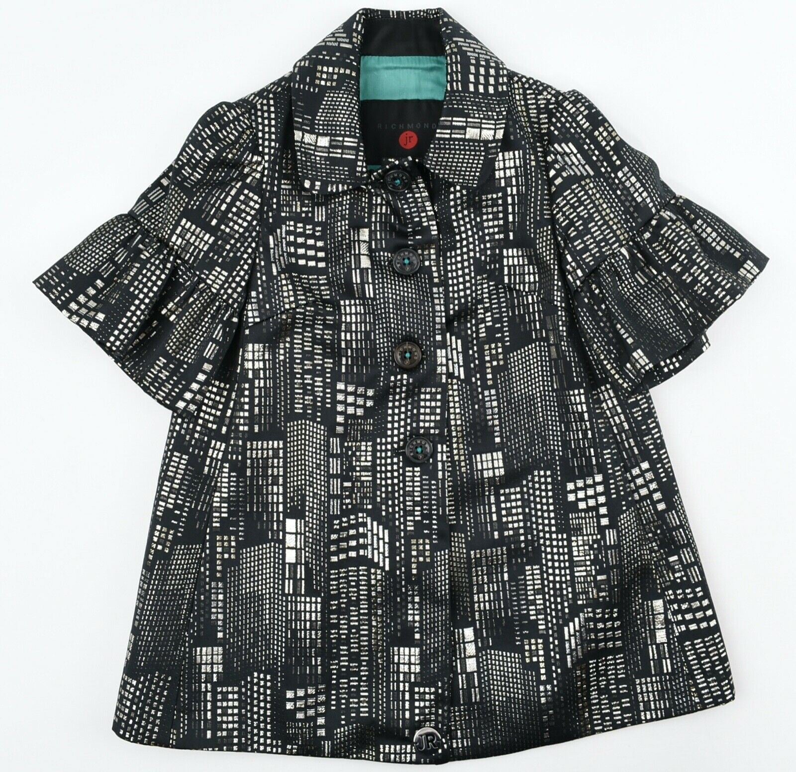 RICHMOND JUNIOR Girls' Short Sleeve Jacket, Black/Metallic, size 6 years