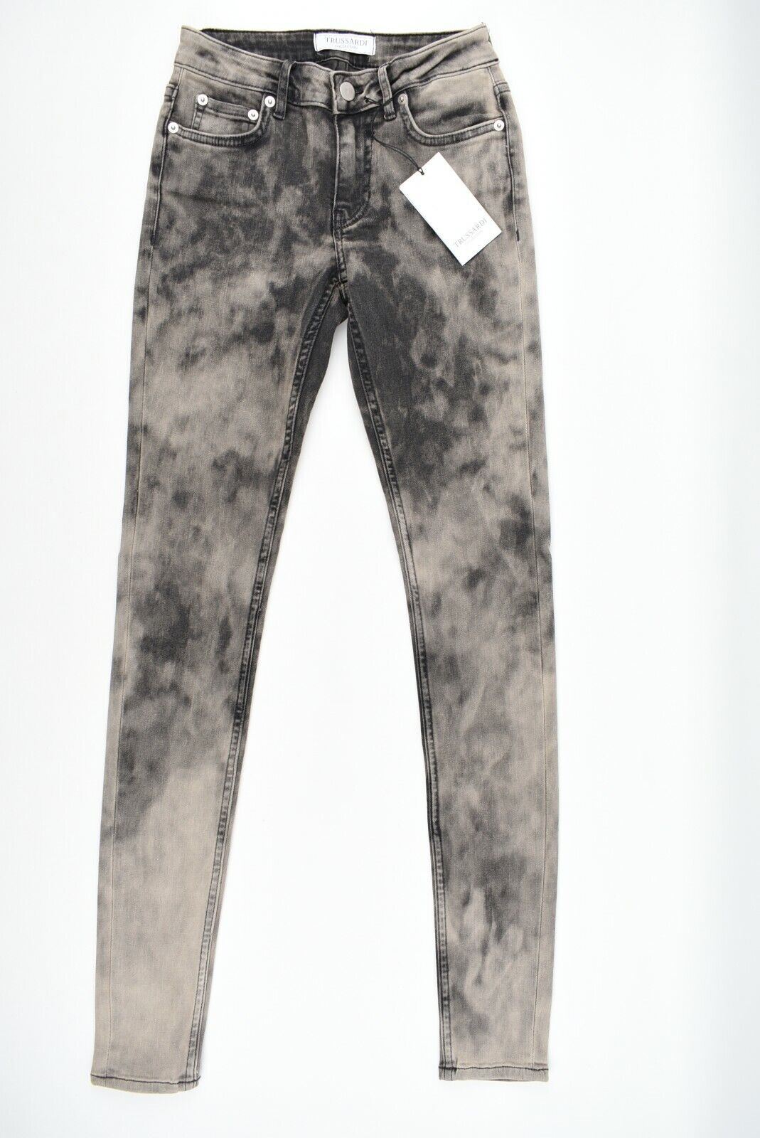 TRUSSARDI Women's Super Skinny Tie Dye Jeans, Grey/Black, size W25 L32