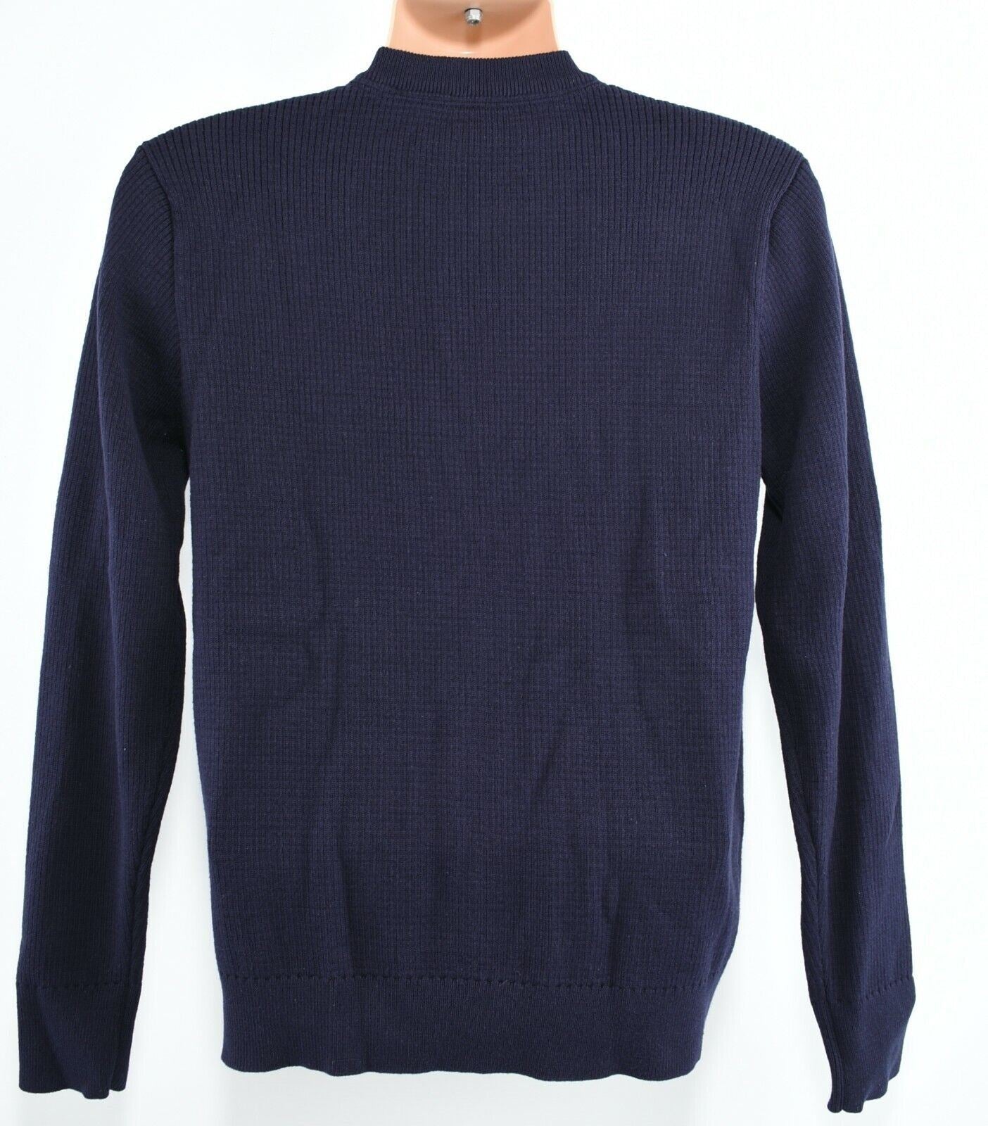 MERC LONDON Men's ALBERT Zip Cotton Knit Cardigan, Navy Blue, size S