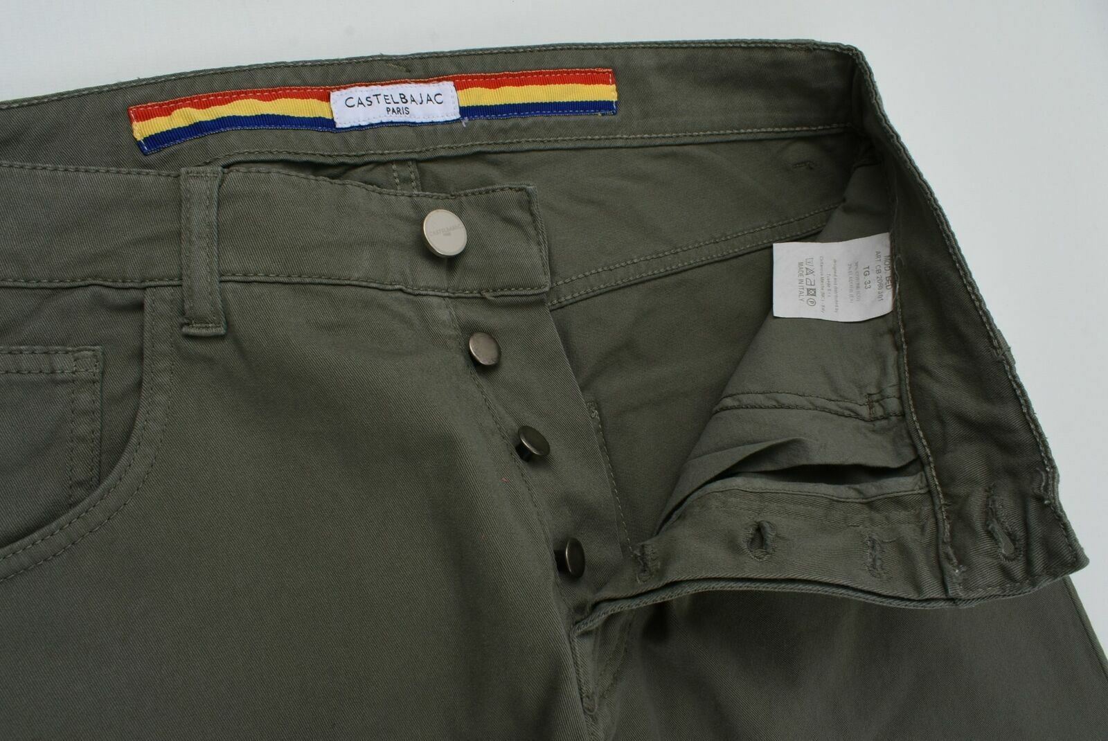 CASTELBAJAC Men's Slim Fit Khaki Green Jeans size W33