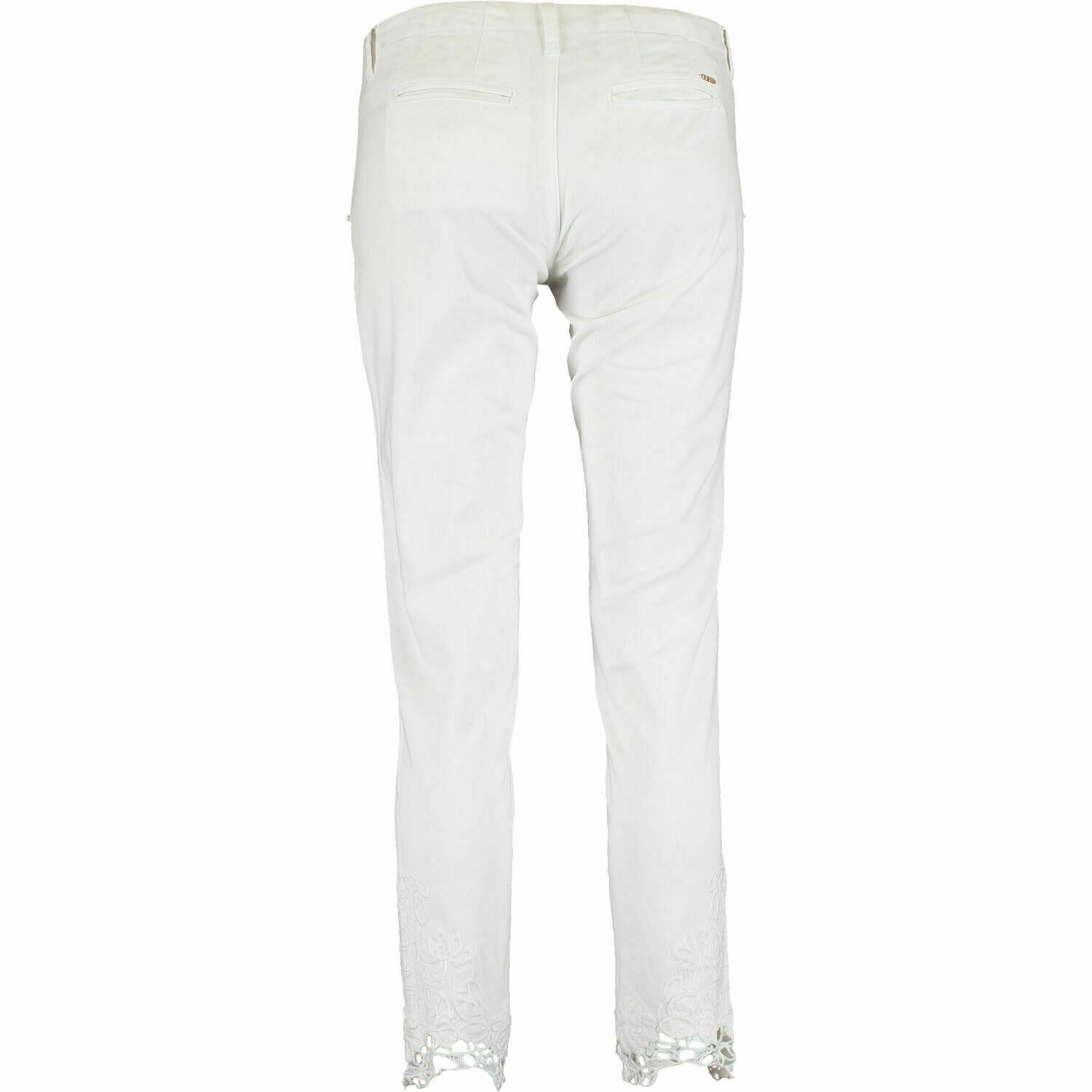 GUESS Womenâs Lace Hem Trousers Pants, White, size W28