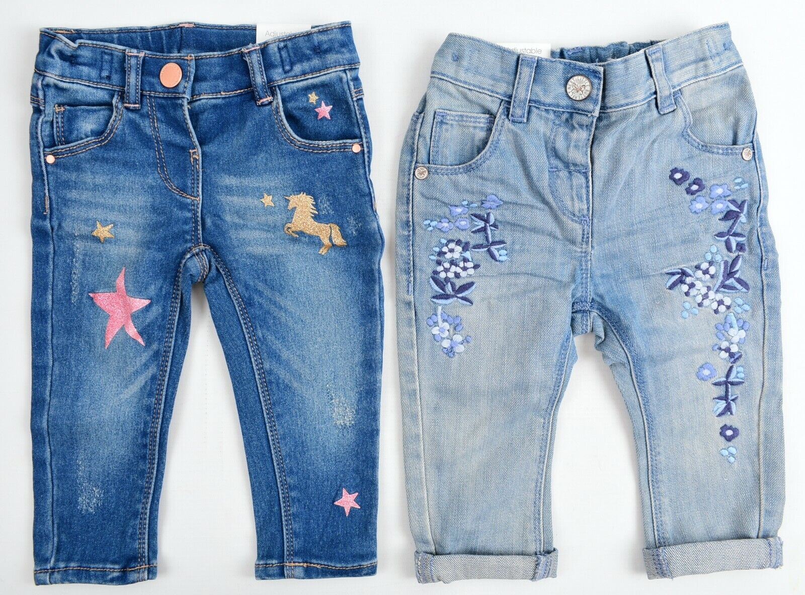 NEXT Bundle of 2x Baby Girls' Jeans, Floral/Star Print, size 6-9 months