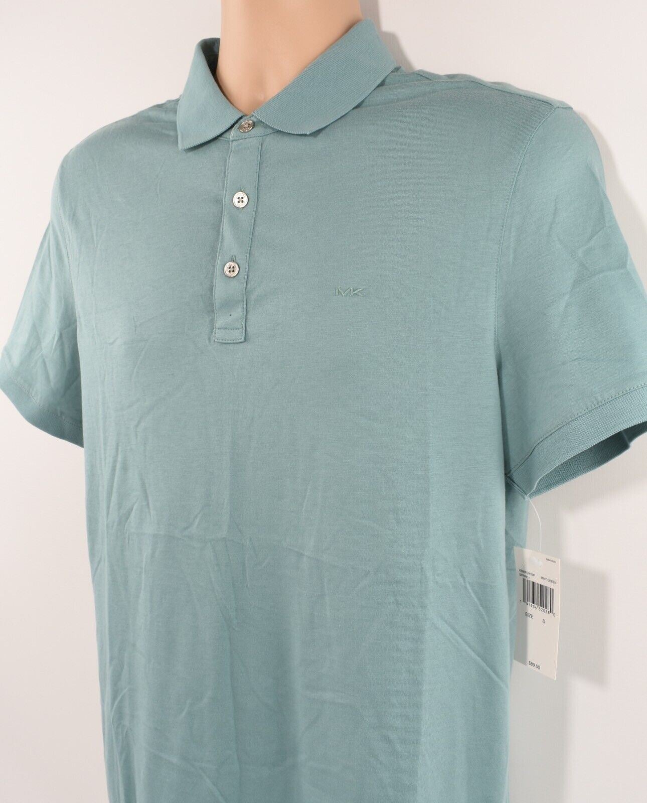 MICHAEL KORS Men's Soft Cotton Polo Shirt, Mint Green, size SMALL