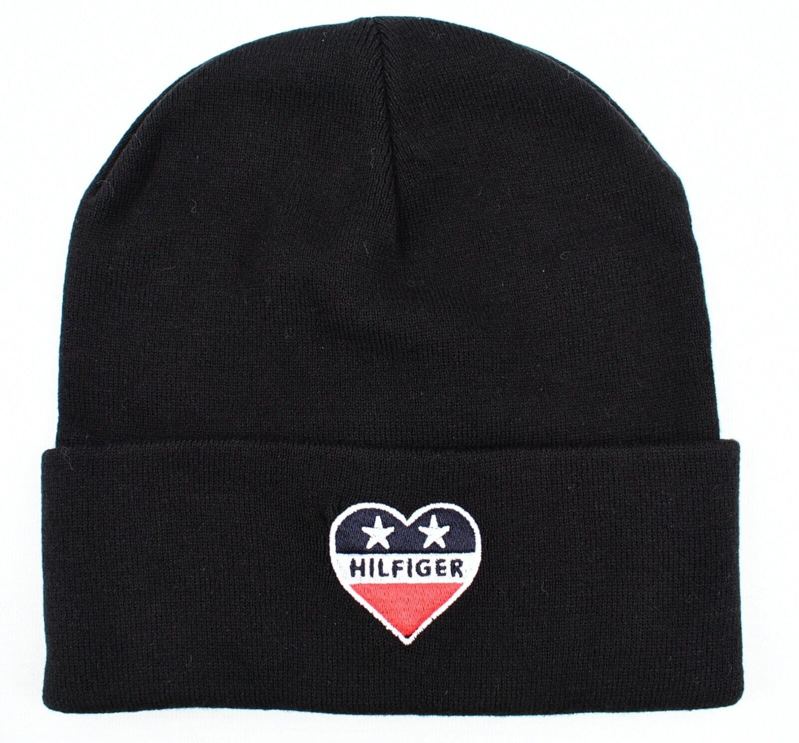 TOMMY HILFIGER Women's Girls' Logo Heart Patch Beanie Hat, Black