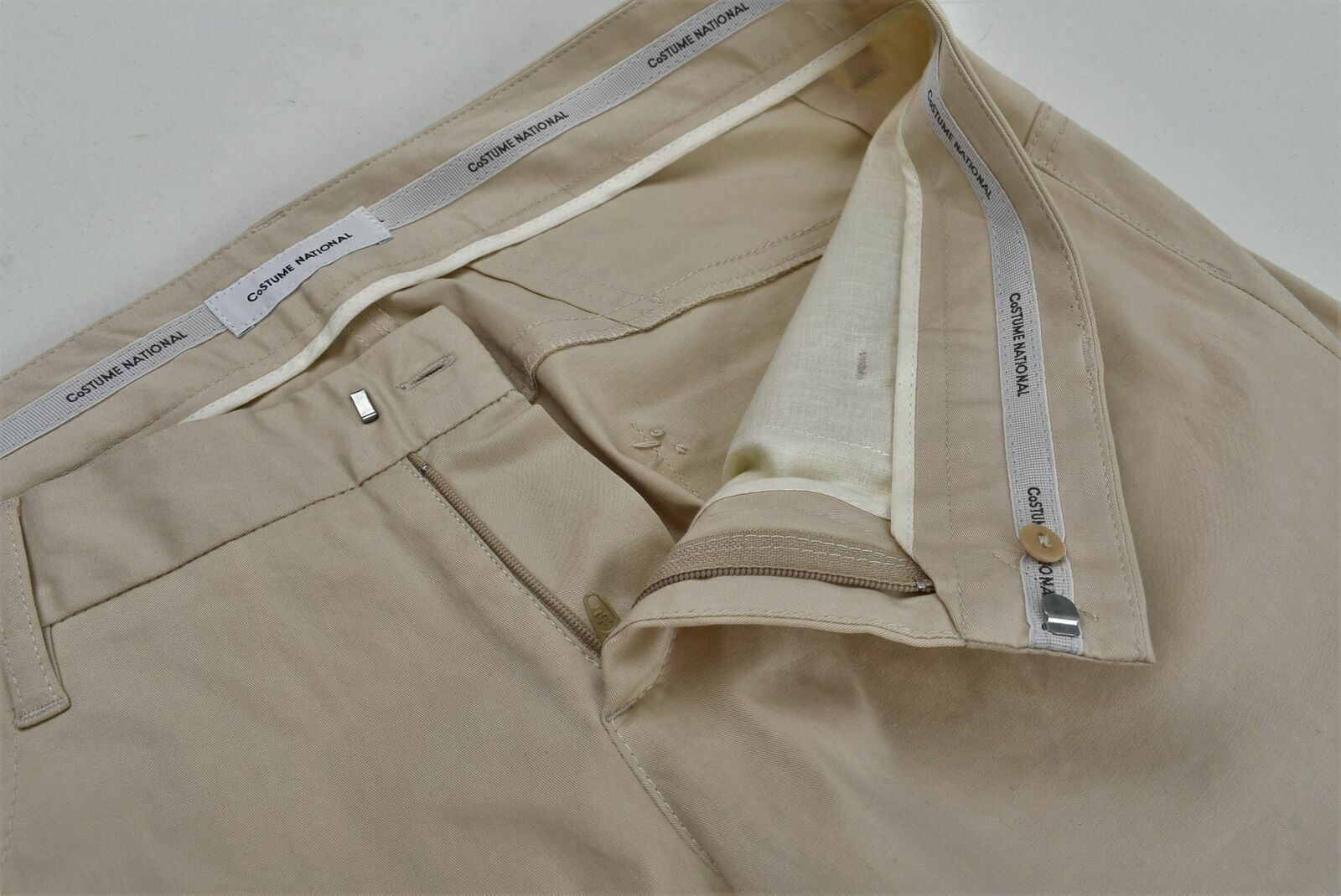 COSTUME NATIONAL Women's Cream Chino style Trousers- UK 10