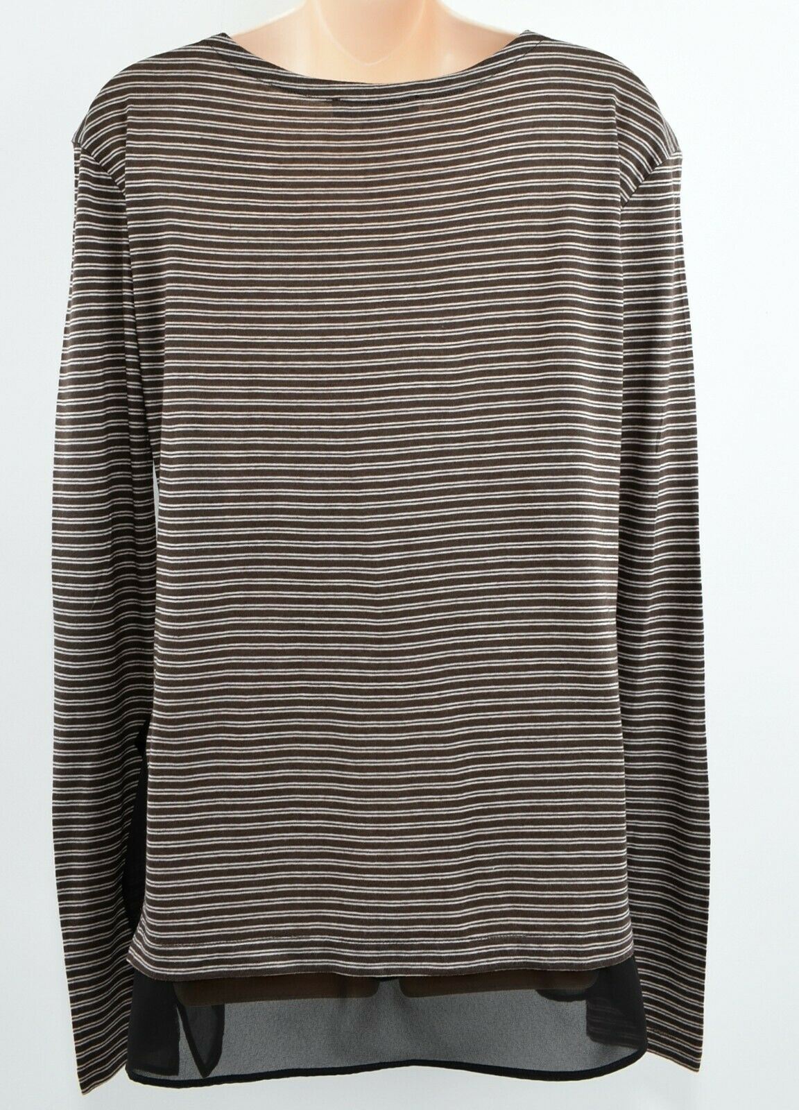 ALLSAINTS Women’s MIRO Long Sleeve Striped Top, Grey, size UK 8