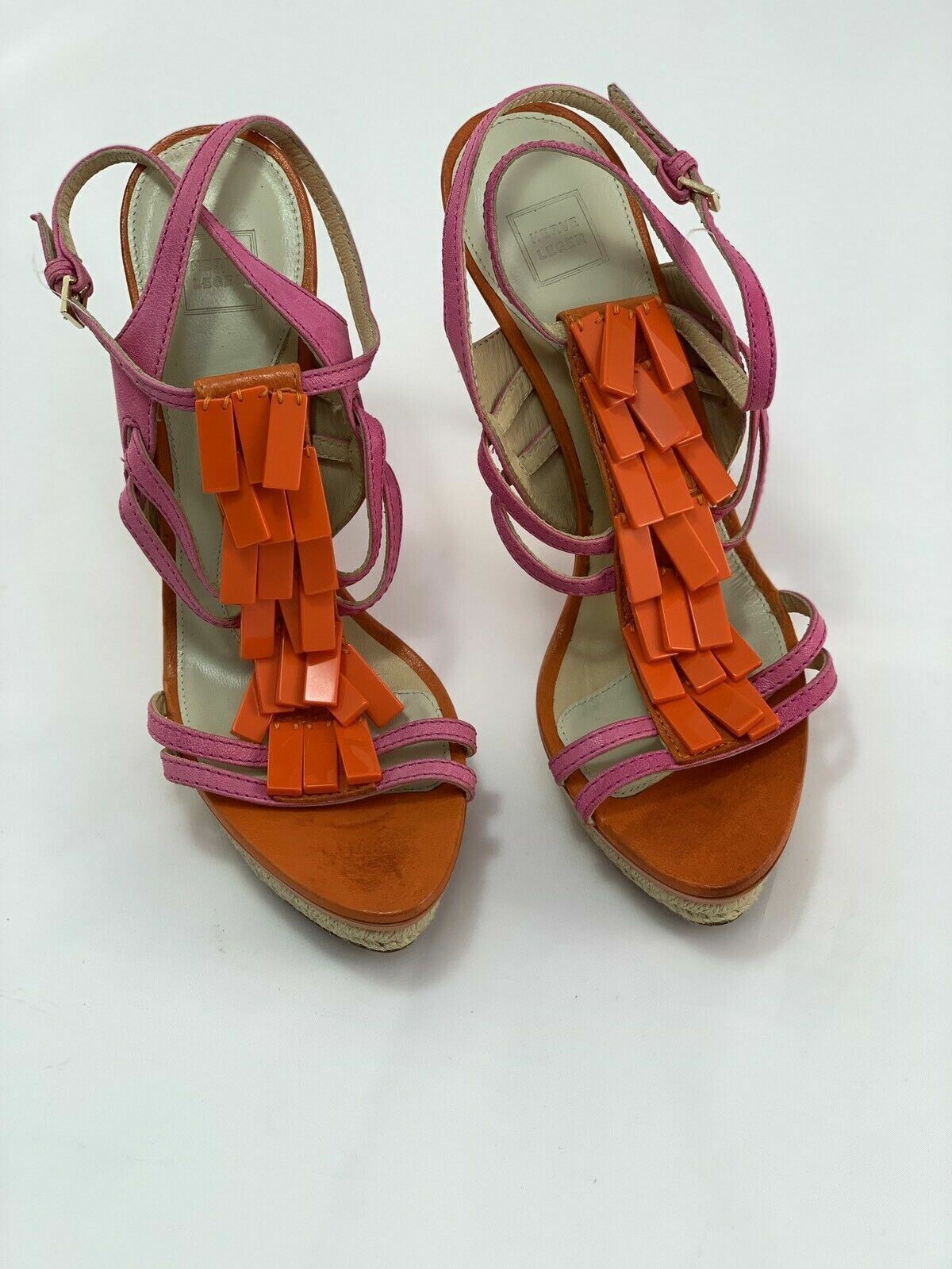 Herve Leger Womens Shoes Orange Pink Stiletto Strappy Sandals Heels size UK 5