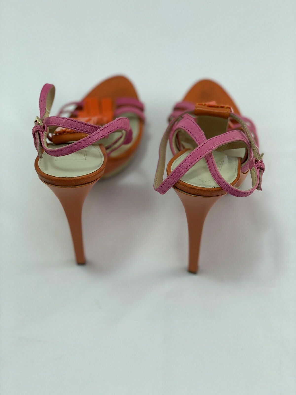 Herve Leger Womens Shoes Orange Pink Stiletto Strappy Sandals Heels size UK 5