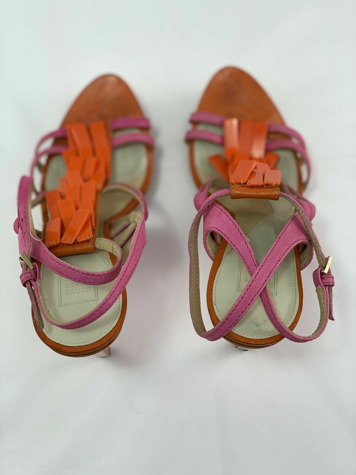 Herve Leger Womens Shoes Orange Pink Stiletto Strappy Sandals Heels size UK 5