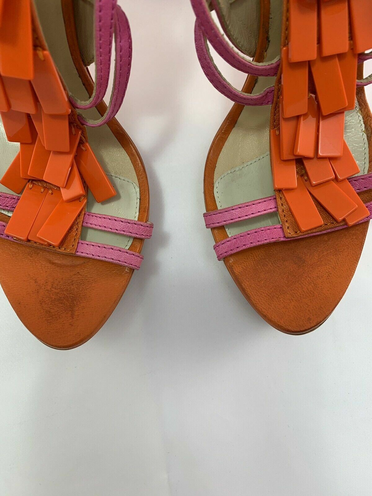 Herve Leger Womens Shoes Orange Pink Stiletto Strappy Sandals Heels size UK 5